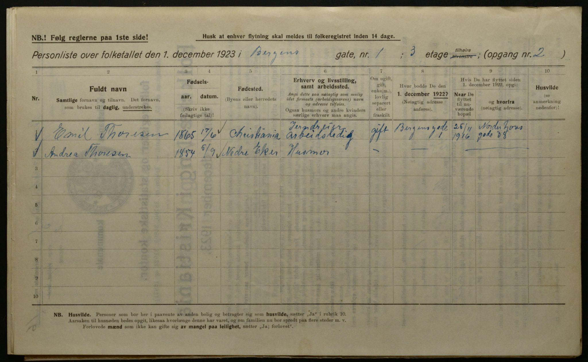 OBA, Kommunal folketelling 1.12.1923 for Kristiania, 1923, s. 4535