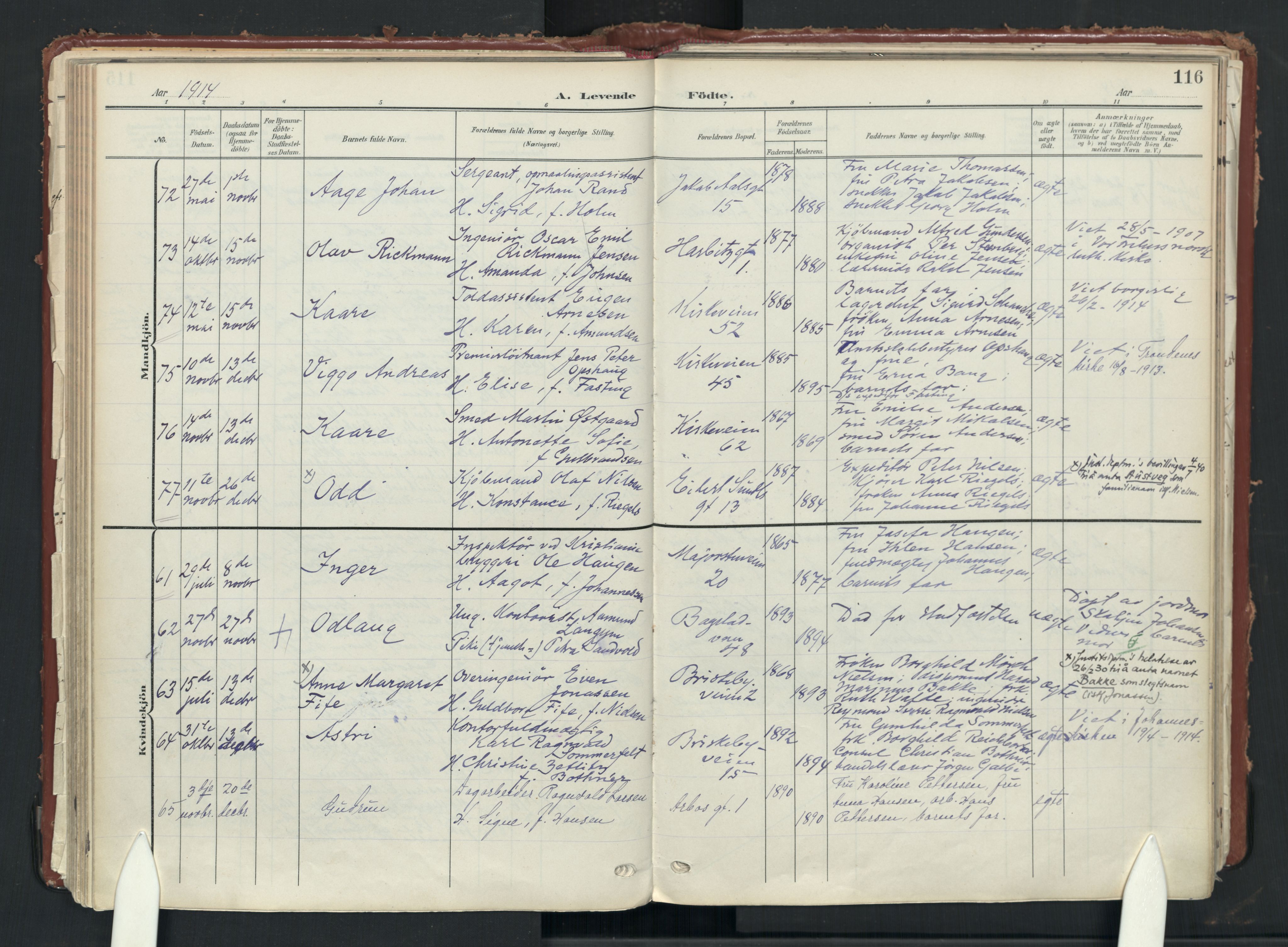 Uranienborg prestekontor Kirkebøker, AV/SAO-A-10877/F/Fa/L0010: Ministerialbok nr. 10, 1907-1928, s. 116