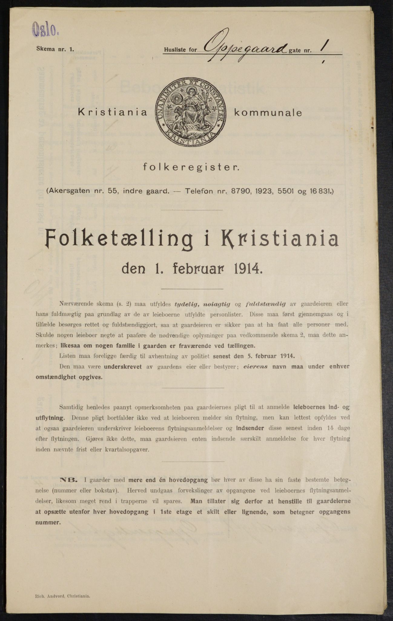 OBA, Kommunal folketelling 1.2.1914 for Kristiania, 1914, s. 75770