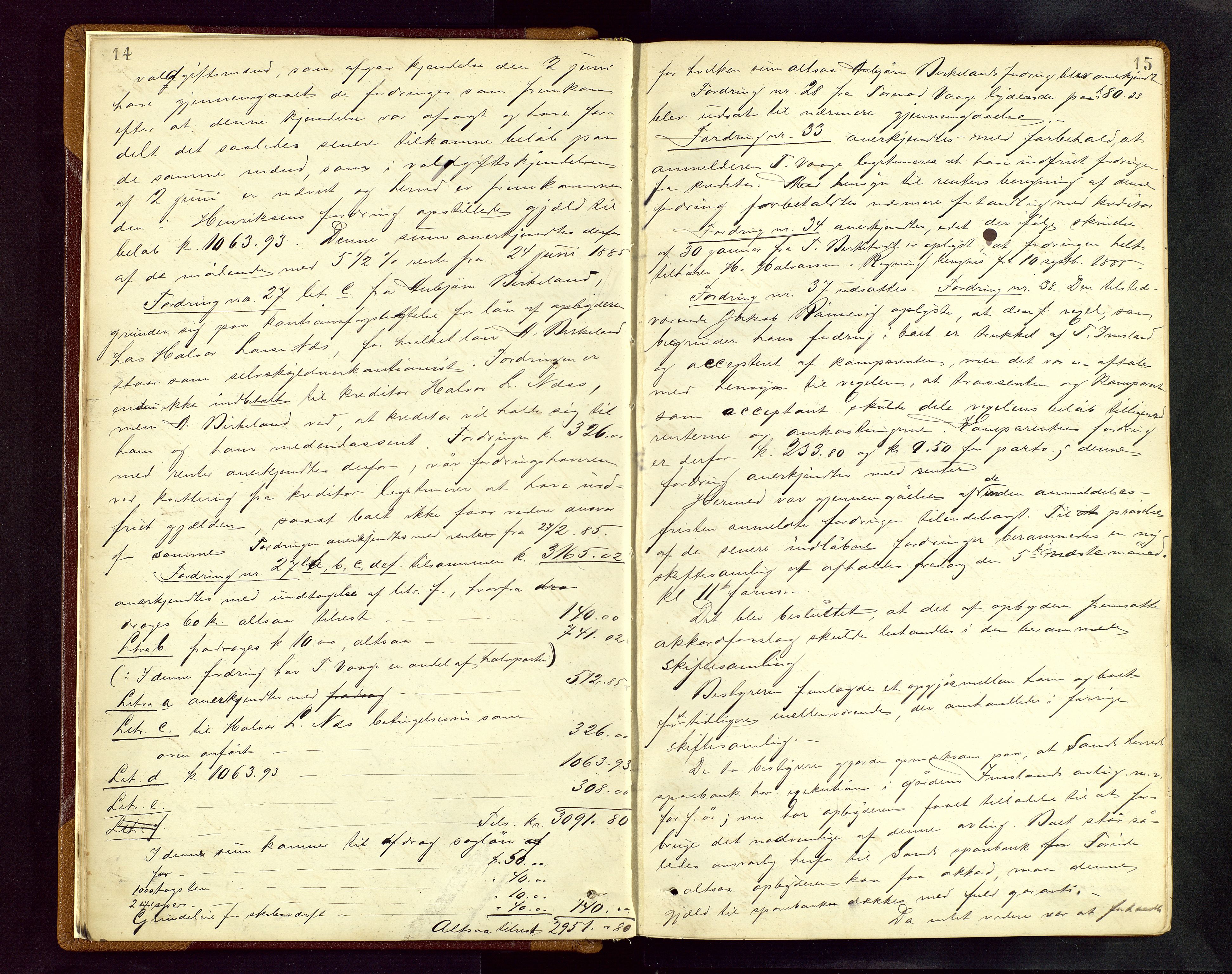 Ryfylke tingrett, AV/SAST-A-100055/001/IV/IVF/L0005: Skifteforhandlingsprotokoll A 5, 1885-1892, s. 14-15