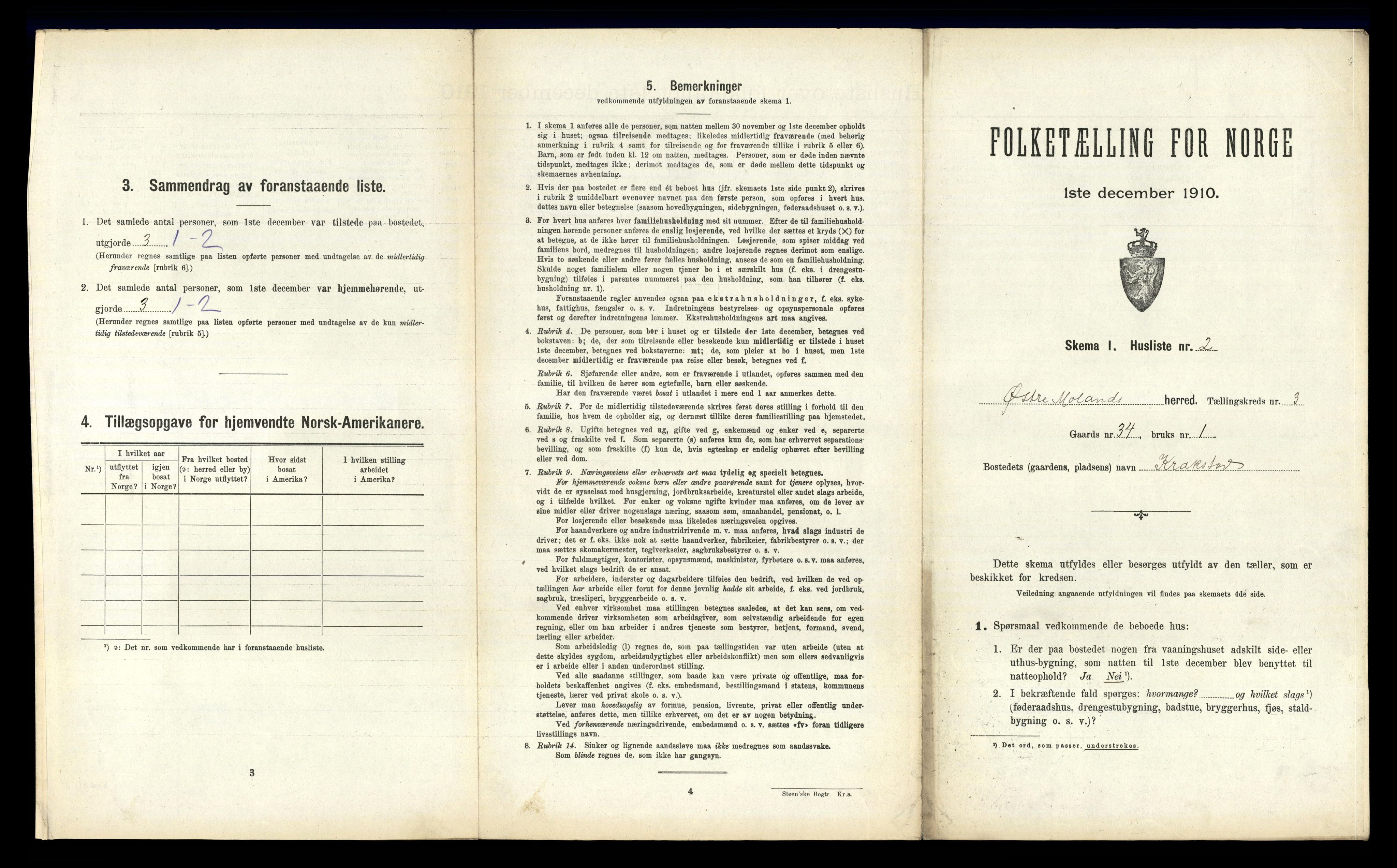 RA, Folketelling 1910 for 0918 Austre Moland herred, 1910, s. 288