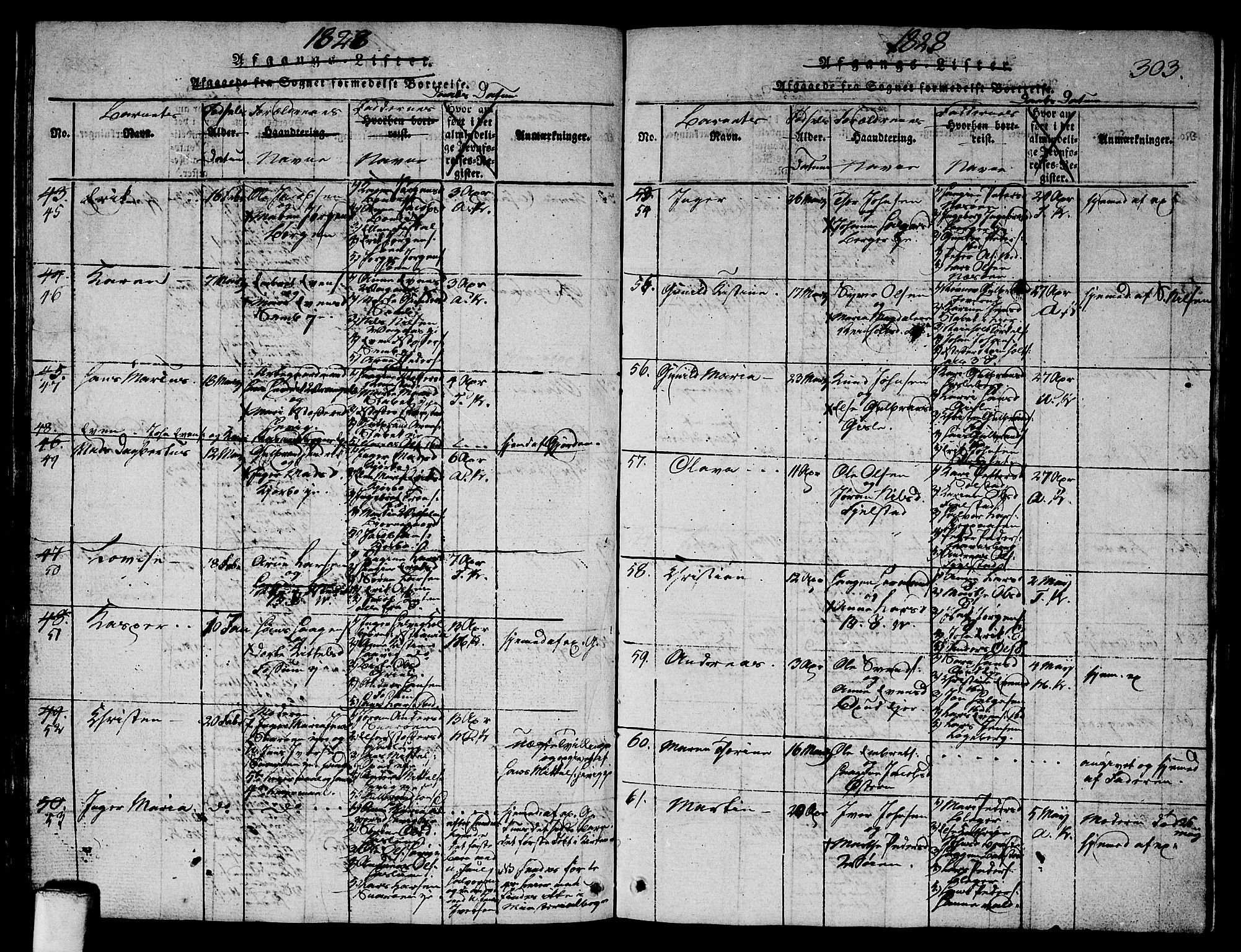 Asker prestekontor Kirkebøker, AV/SAO-A-10256a/G/Ga/L0001: Klokkerbok nr. I 1, 1814-1830, s. 303