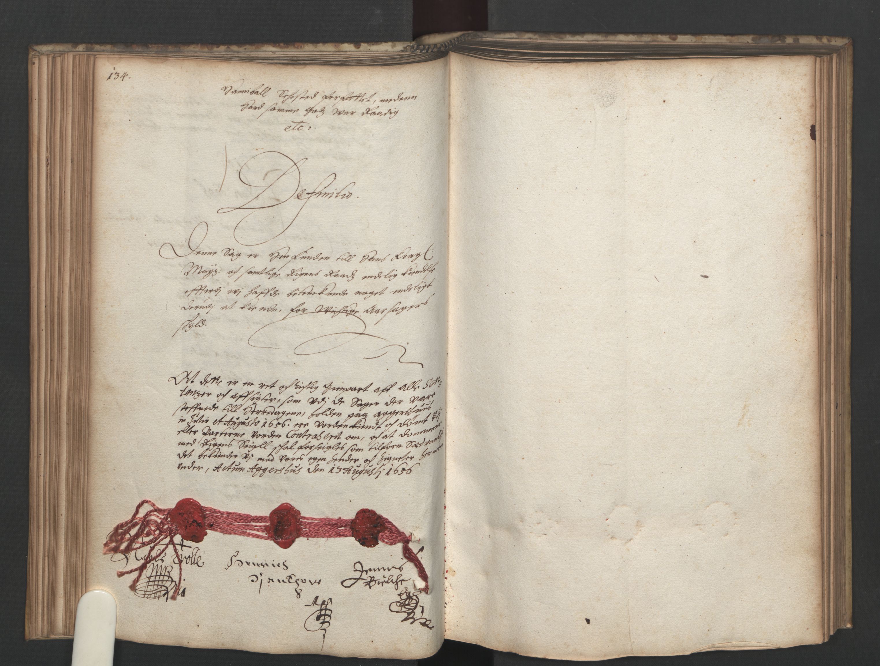 Herredagen 1539-1664  (Kongens Retterting), AV/RA-EA-2882/A/L0023: Avsiktsbok   Stevningsbok, 1656, s. 134-135