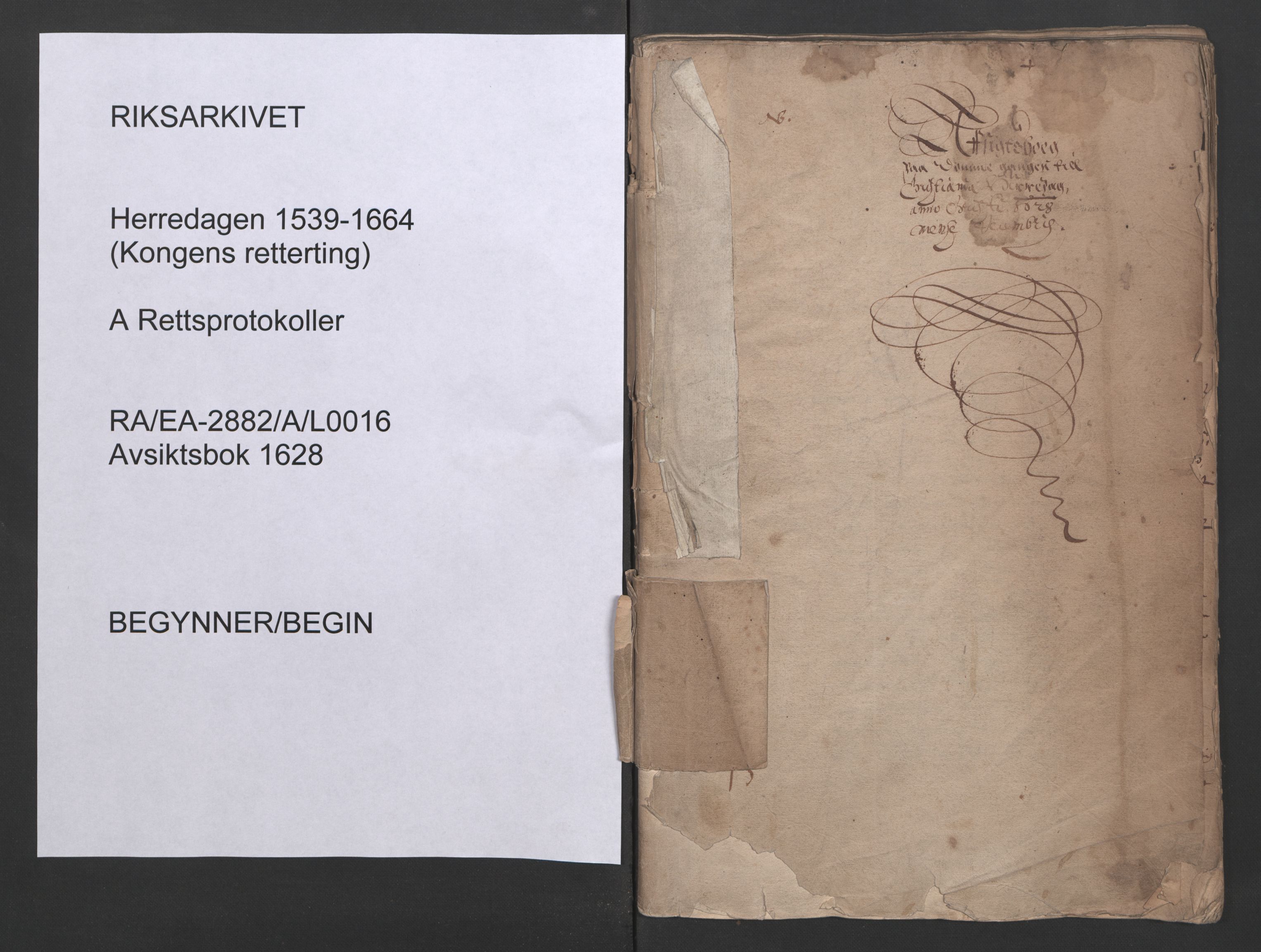 Herredagen 1539-1664  (Kongens Retterting), RA/EA-2882/A/L0016: Avsiktsbok   Stevningsbok, 1628