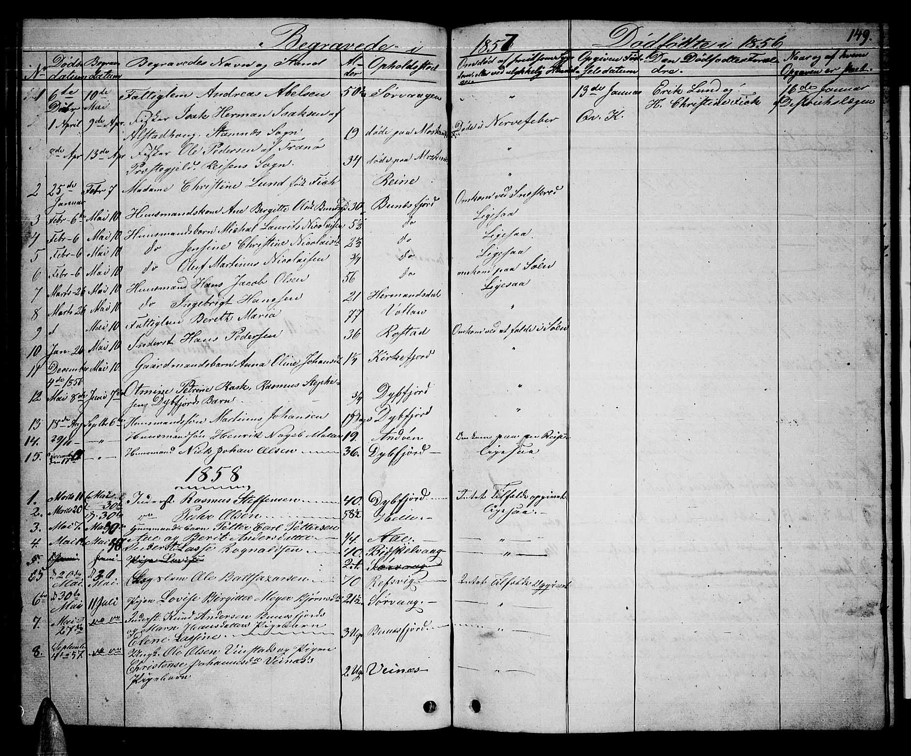 Ministerialprotokoller, klokkerbøker og fødselsregistre - Nordland, AV/SAT-A-1459/886/L1224: Klokkerbok nr. 886C01, 1843-1873, s. 149