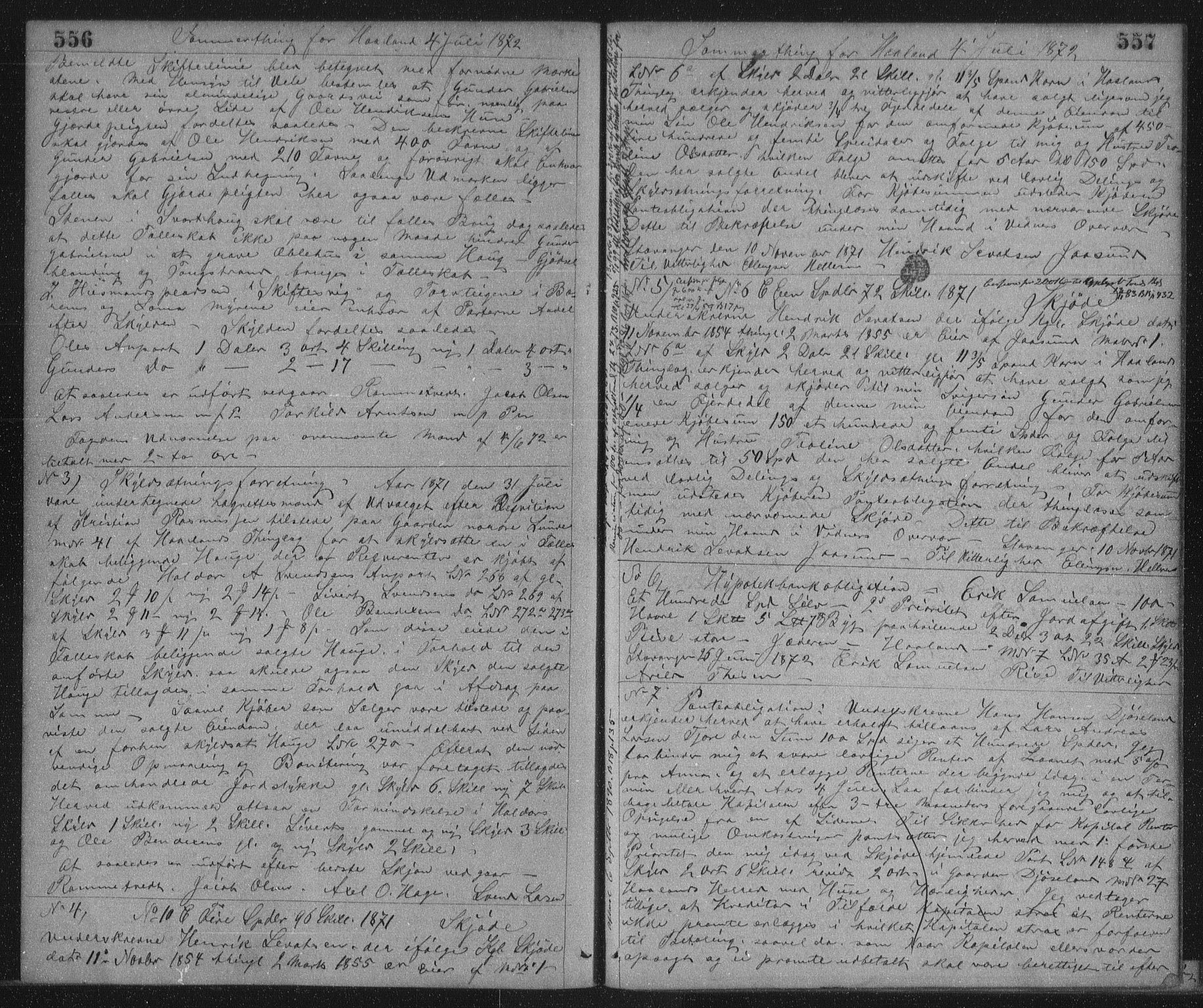 Jæren sorenskriveri, SAST/A-100310/01/4/41/41BF/L0002: Pantebok nr. 10, 1871-1873, s. 556-557