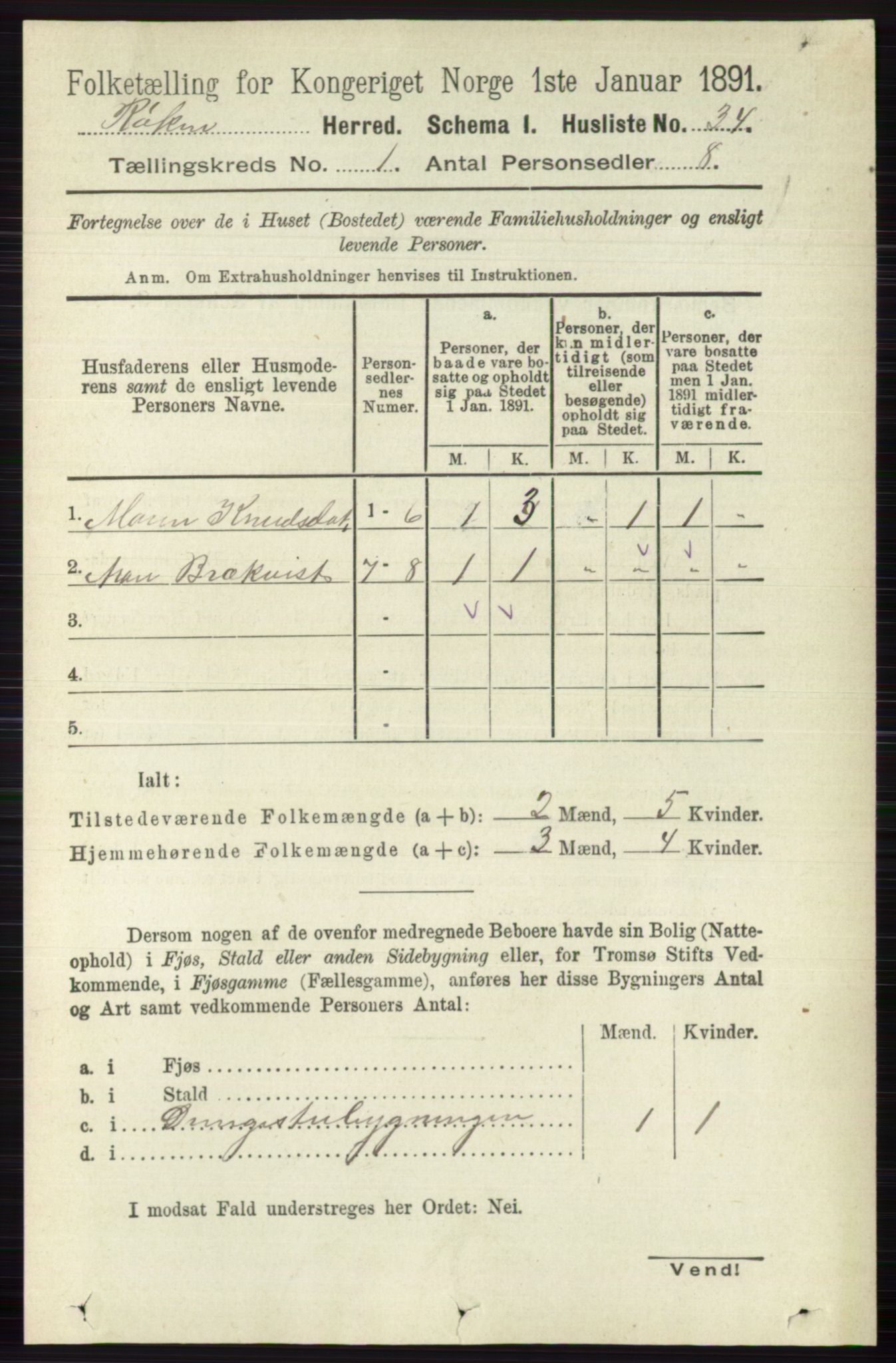RA, Folketelling 1891 for 0627 Røyken herred, 1891, s. 57
