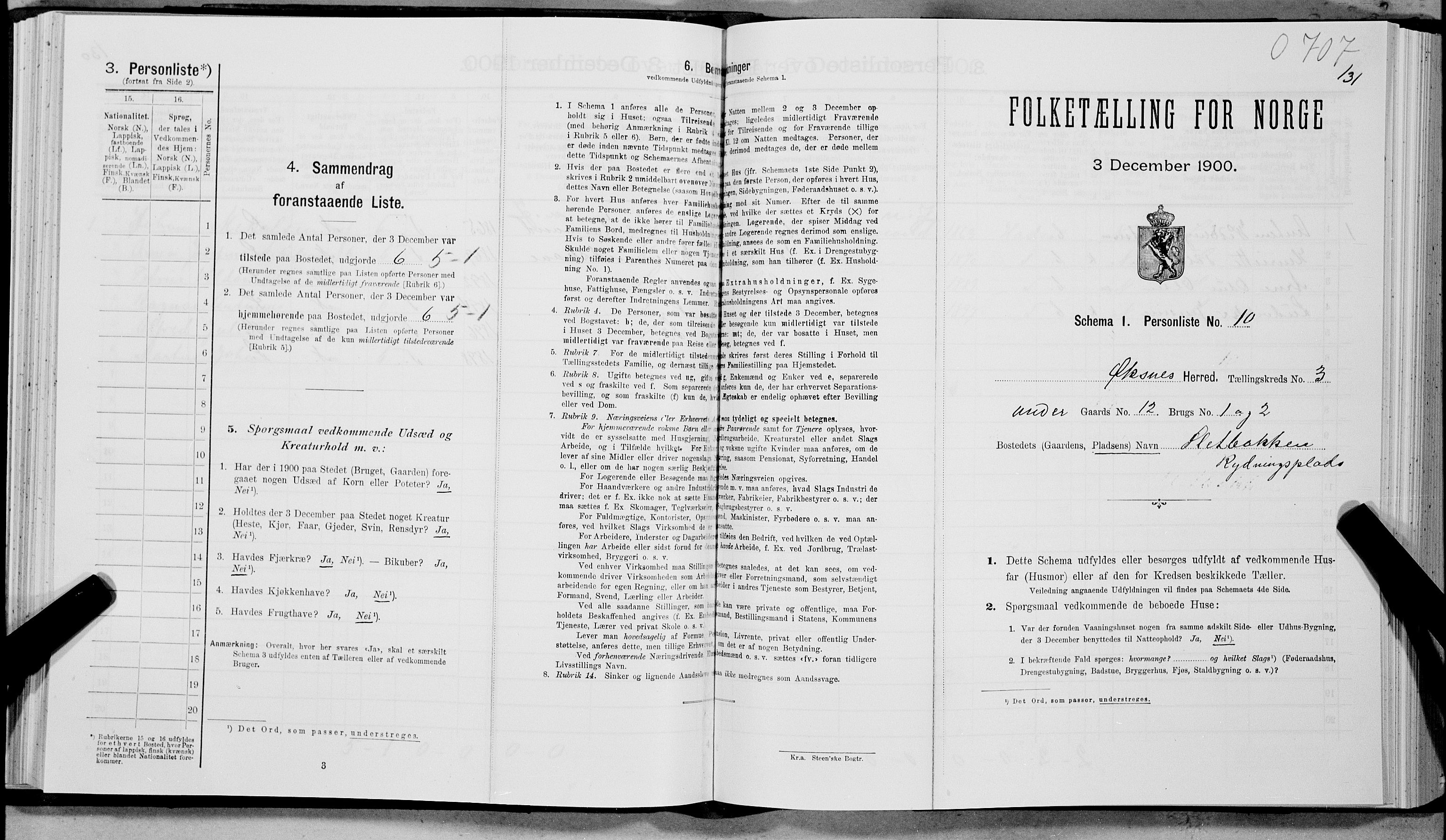 SAT, Folketelling 1900 for 1868 Øksnes herred, 1900, s. 153