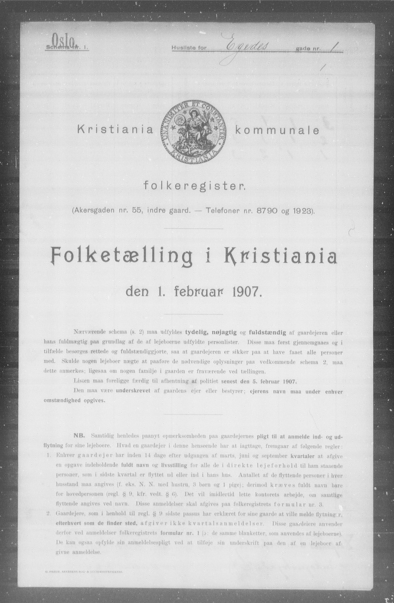 OBA, Kommunal folketelling 1.2.1907 for Kristiania kjøpstad, 1907, s. 9543