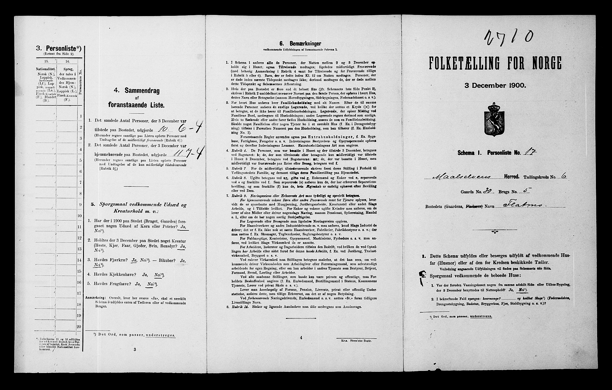 SATØ, Folketelling 1900 for 1924 Målselv herred, 1900, s. 484
