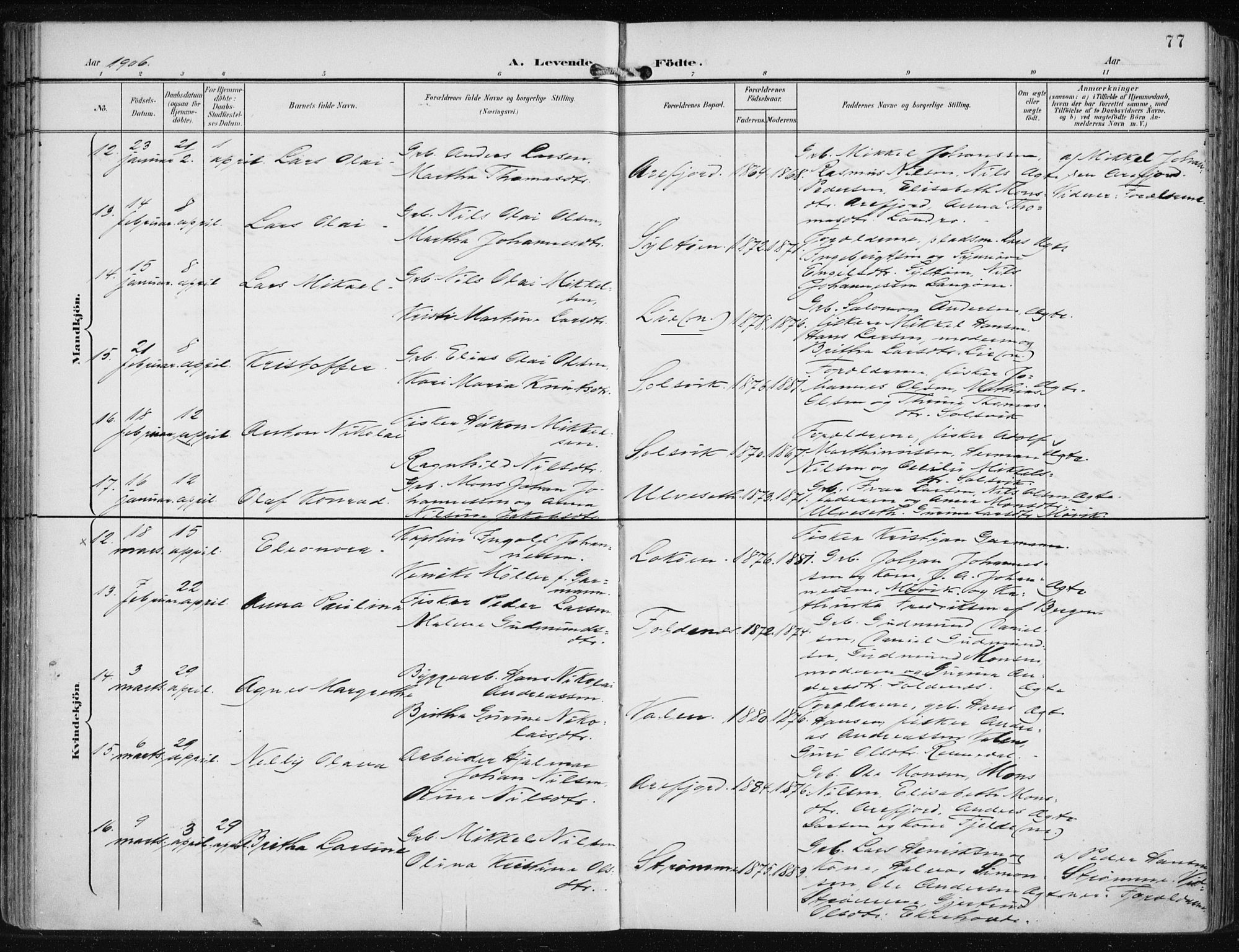 Fjell sokneprestembete, AV/SAB-A-75301/H/Haa: Ministerialbok nr. A  9, 1899-1910, s. 77