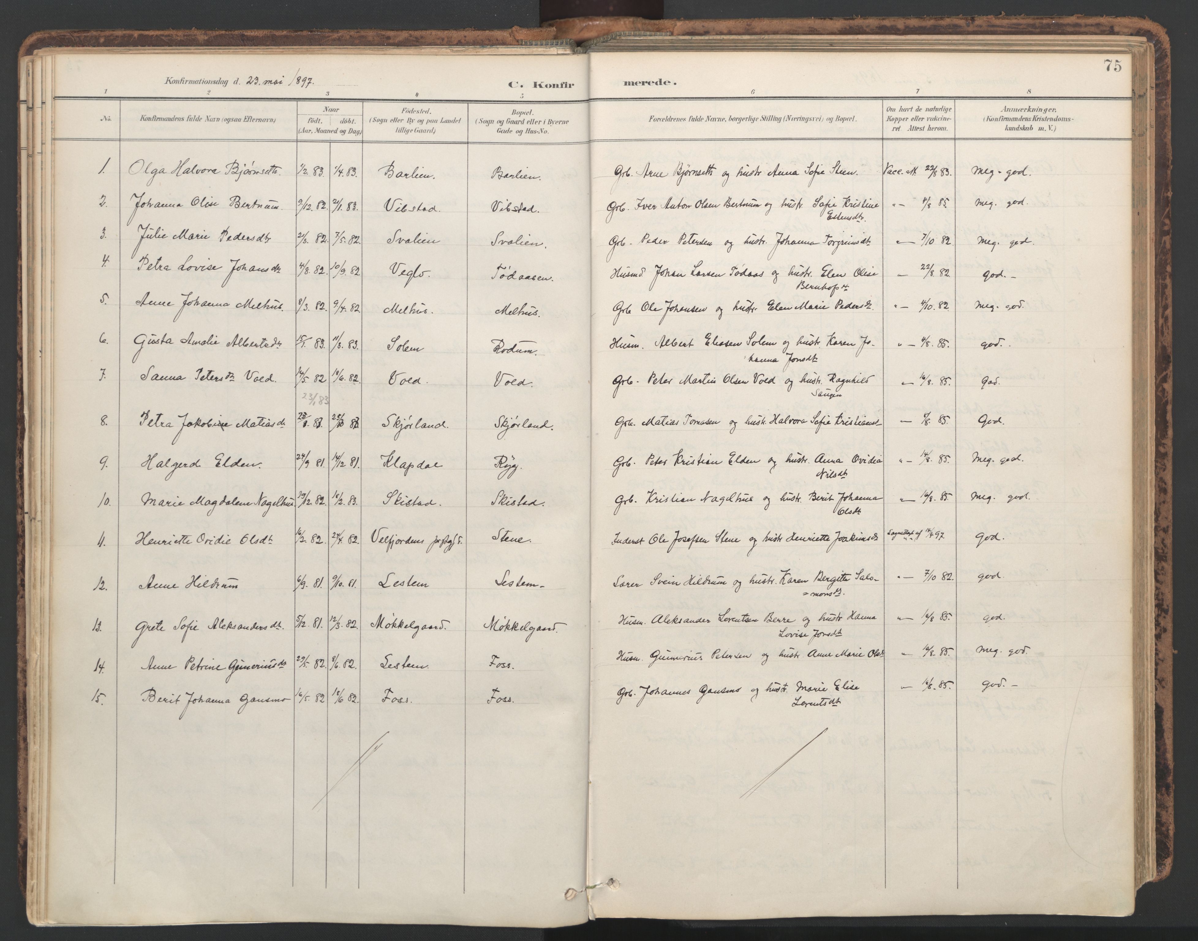Ministerialprotokoller, klokkerbøker og fødselsregistre - Nord-Trøndelag, AV/SAT-A-1458/764/L0556: Ministerialbok nr. 764A11, 1897-1924, s. 75