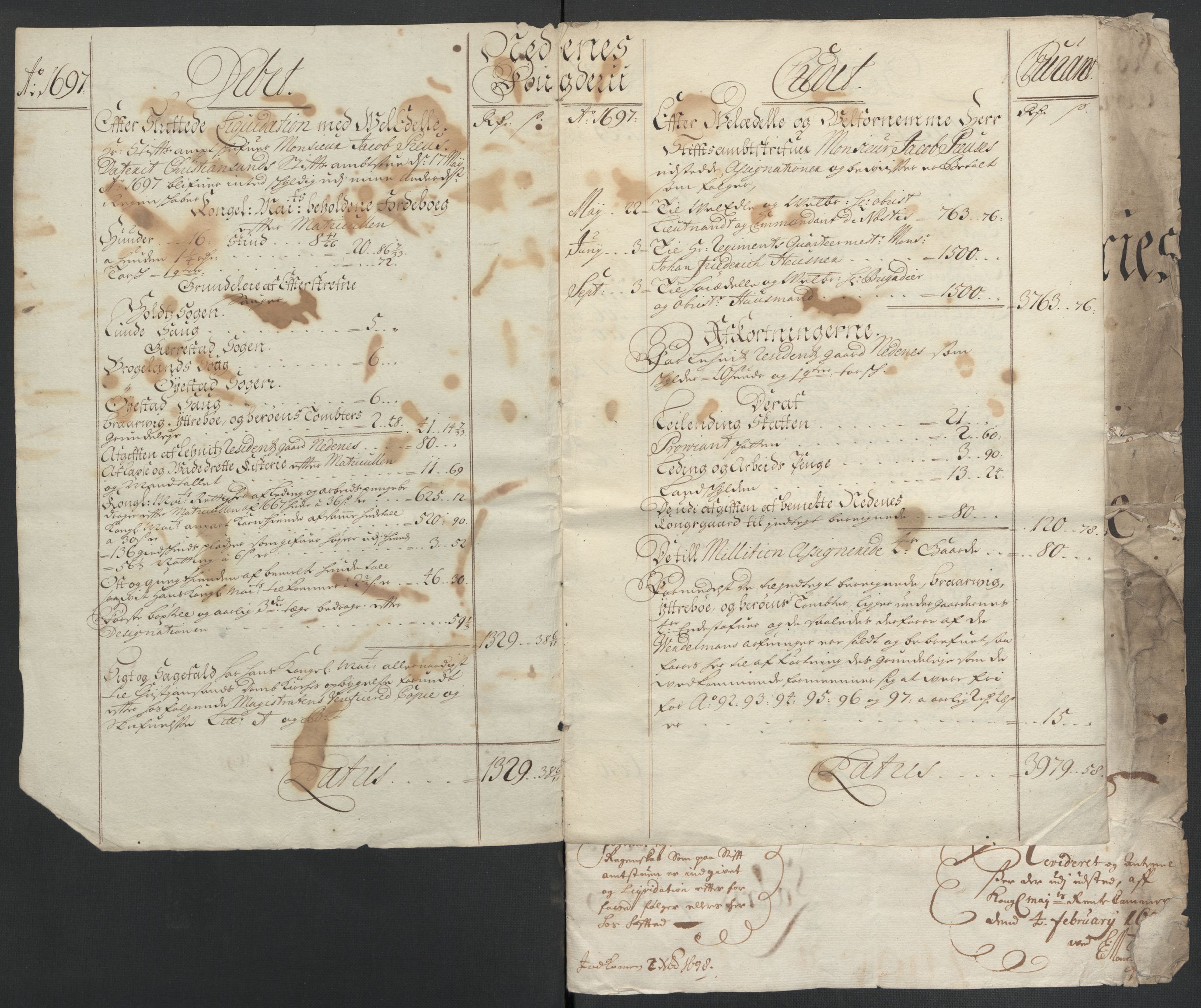 Rentekammeret inntil 1814, Reviderte regnskaper, Fogderegnskap, AV/RA-EA-4092/R39/L2313: Fogderegnskap Nedenes, 1696-1697, s. 115