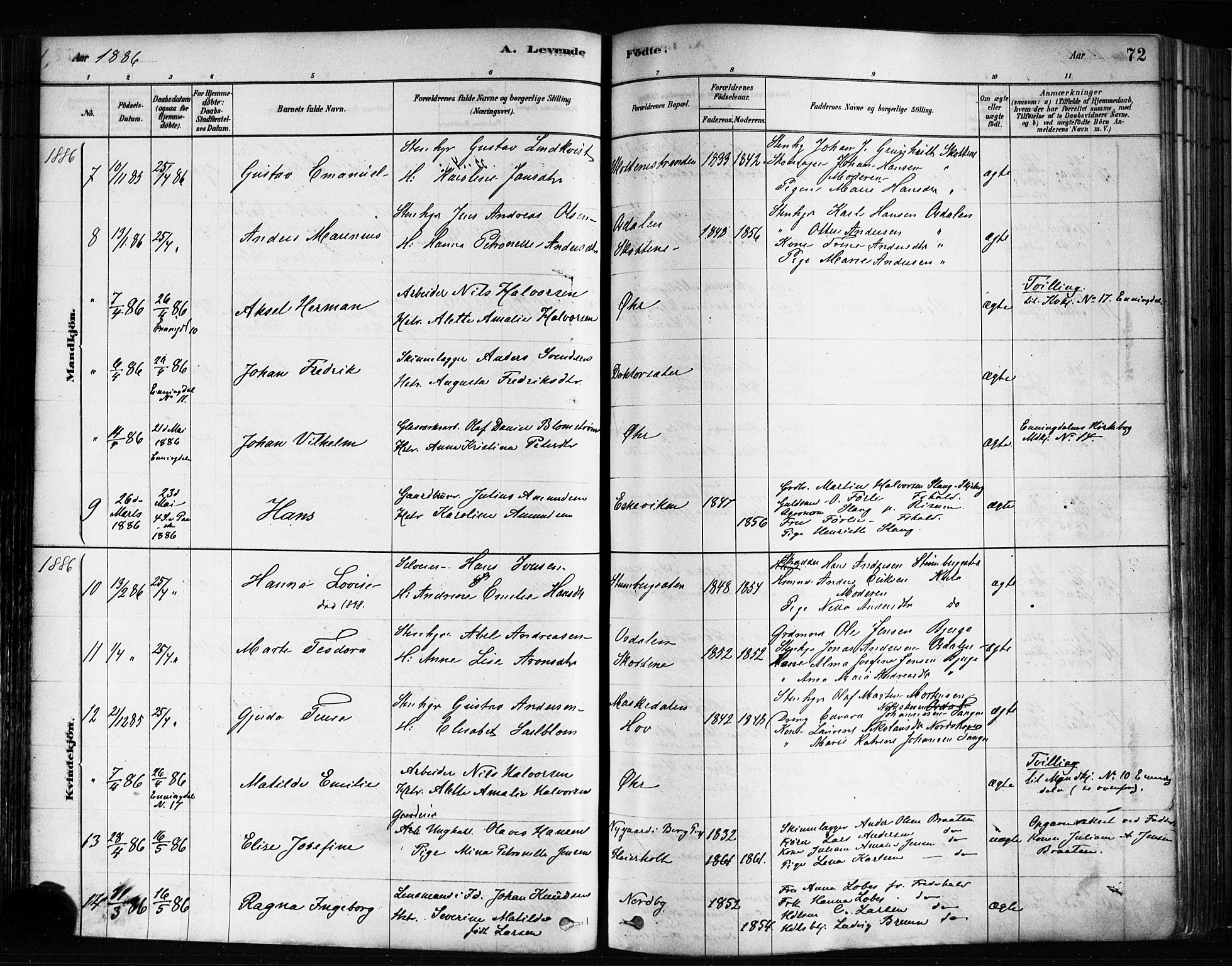 Idd prestekontor Kirkebøker, AV/SAO-A-10911/F/Fc/L0006a: Ministerialbok nr. III 6A, 1878-1903, s. 72