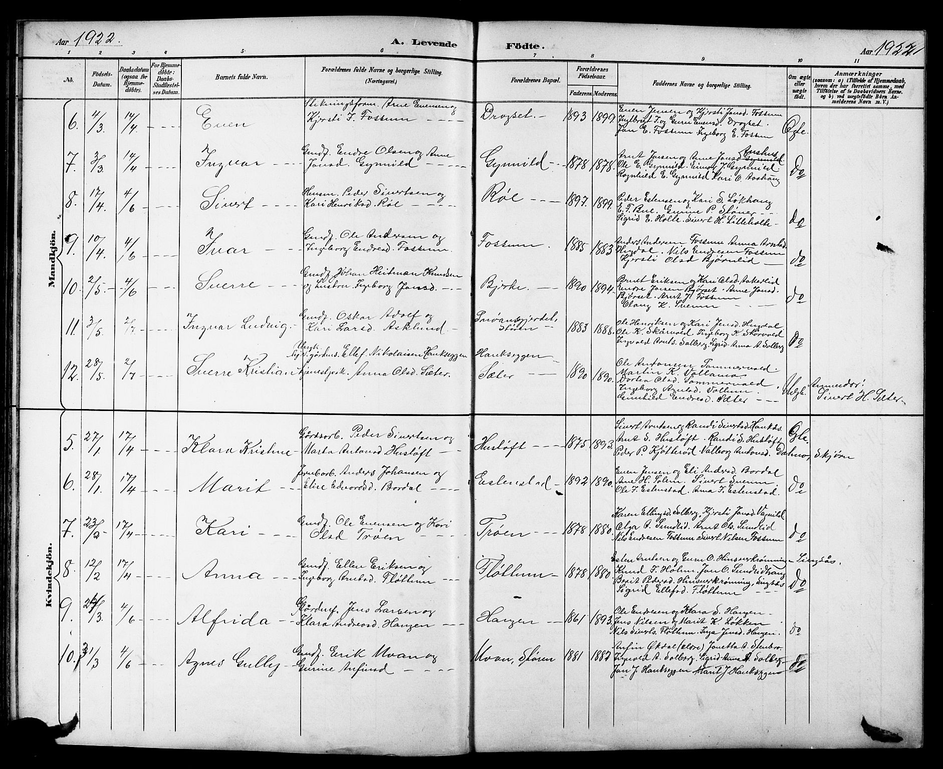 Ministerialprotokoller, klokkerbøker og fødselsregistre - Sør-Trøndelag, AV/SAT-A-1456/689/L1044: Klokkerbok nr. 689C03, 1893-1922