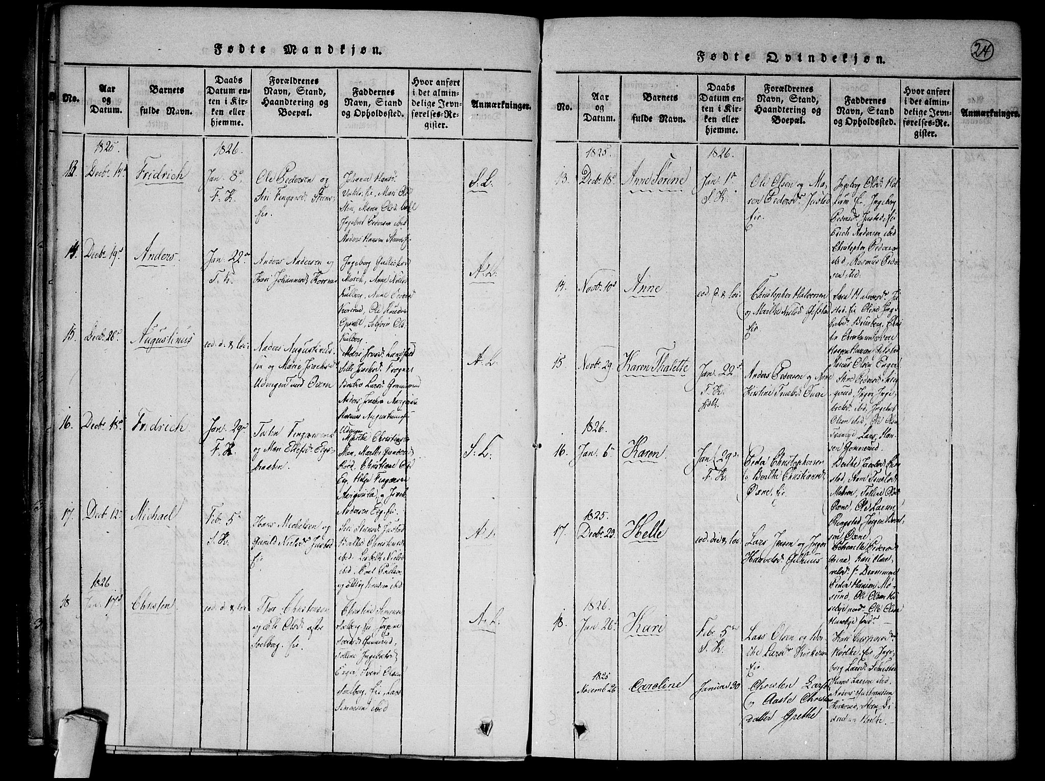 Lier kirkebøker, AV/SAKO-A-230/F/Fa/L0009: Ministerialbok nr. I 9, 1824-1827, s. 24