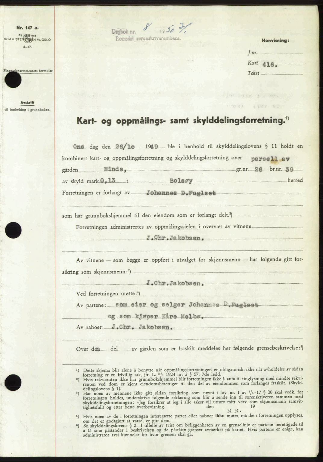 Romsdal sorenskriveri, SAT/A-4149/1/2/2C: Pantebok nr. A32, 1950-1950, Dagboknr: 8/1950
