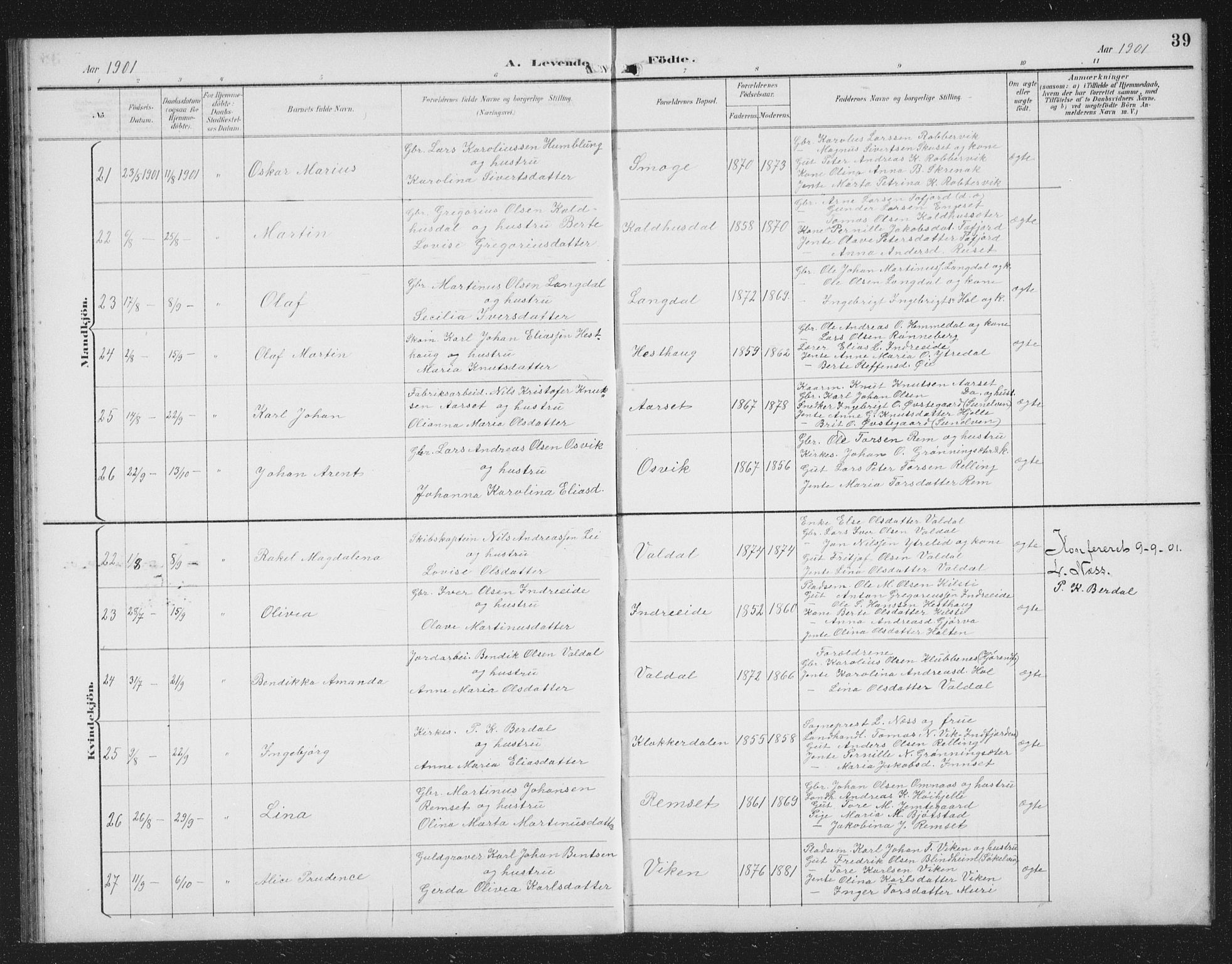 Ministerialprotokoller, klokkerbøker og fødselsregistre - Møre og Romsdal, SAT/A-1454/519/L0264: Klokkerbok nr. 519C05, 1892-1910, s. 39