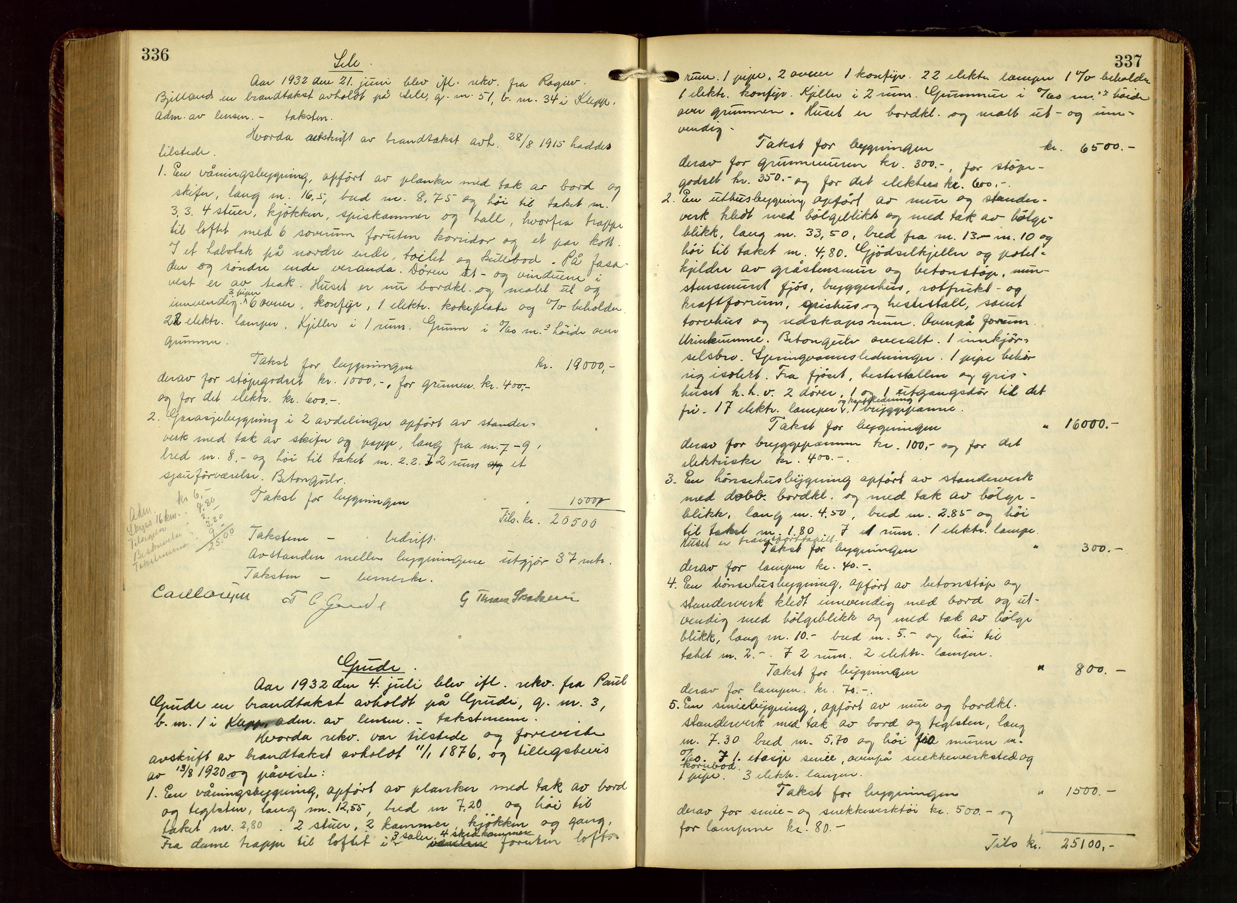 Klepp lensmannskontor, AV/SAST-A-100163/Gob/L0003: "Brandtakstprotokol", 1919-1939, s. 336-337