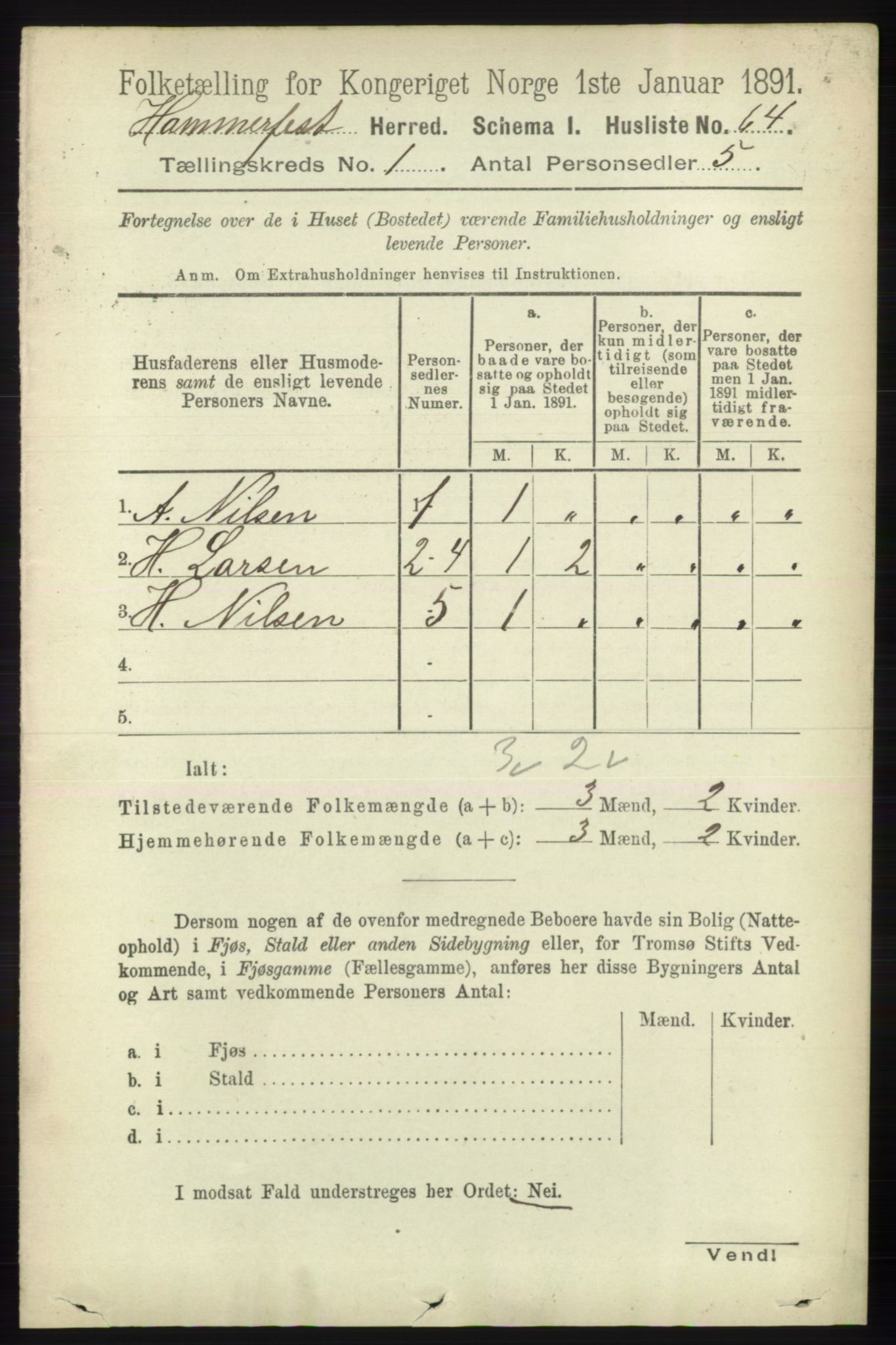 RA, Folketelling 1891 for 2016 Hammerfest herred, 1891, s. 77