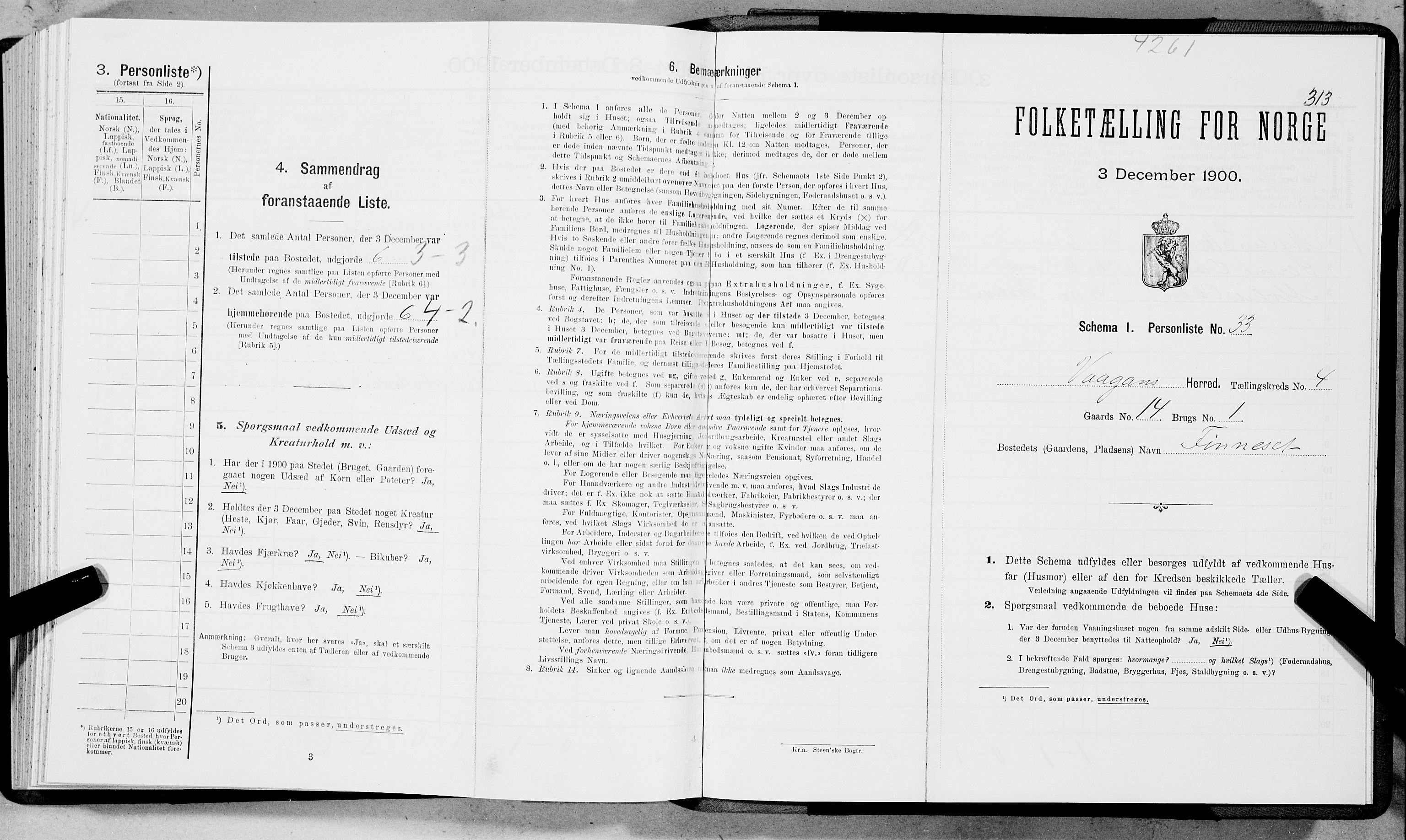 SAT, Folketelling 1900 for 1865 Vågan herred, 1900, s. 314