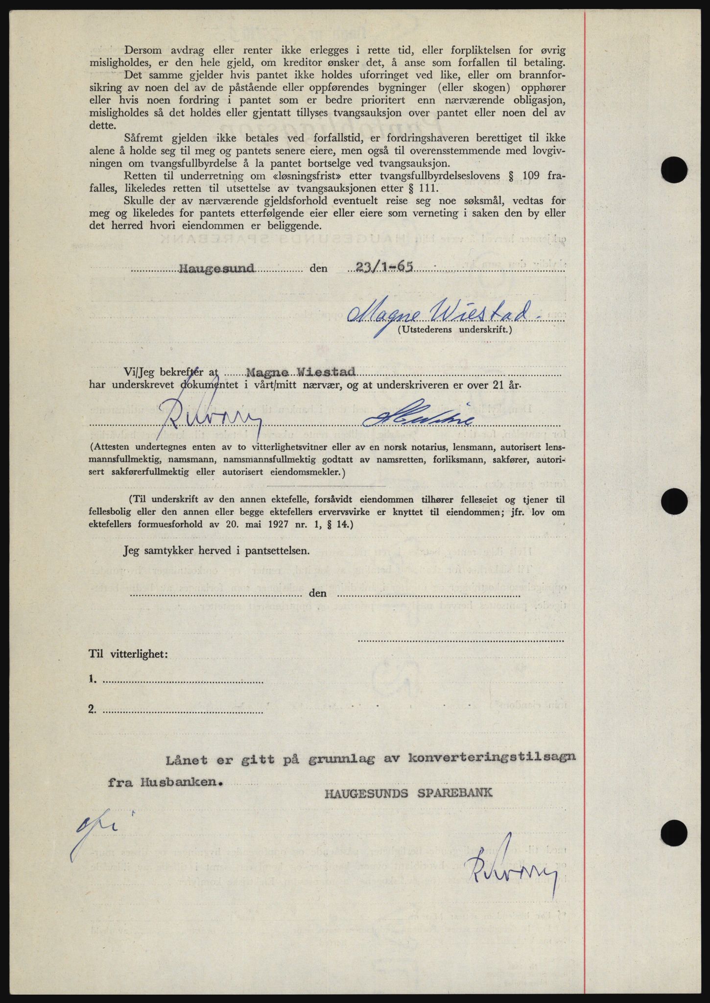 Haugesund tingrett, SAST/A-101415/01/II/IIC/L0053: Pantebok nr. B 53, 1965-1965, Dagboknr: 255/1965