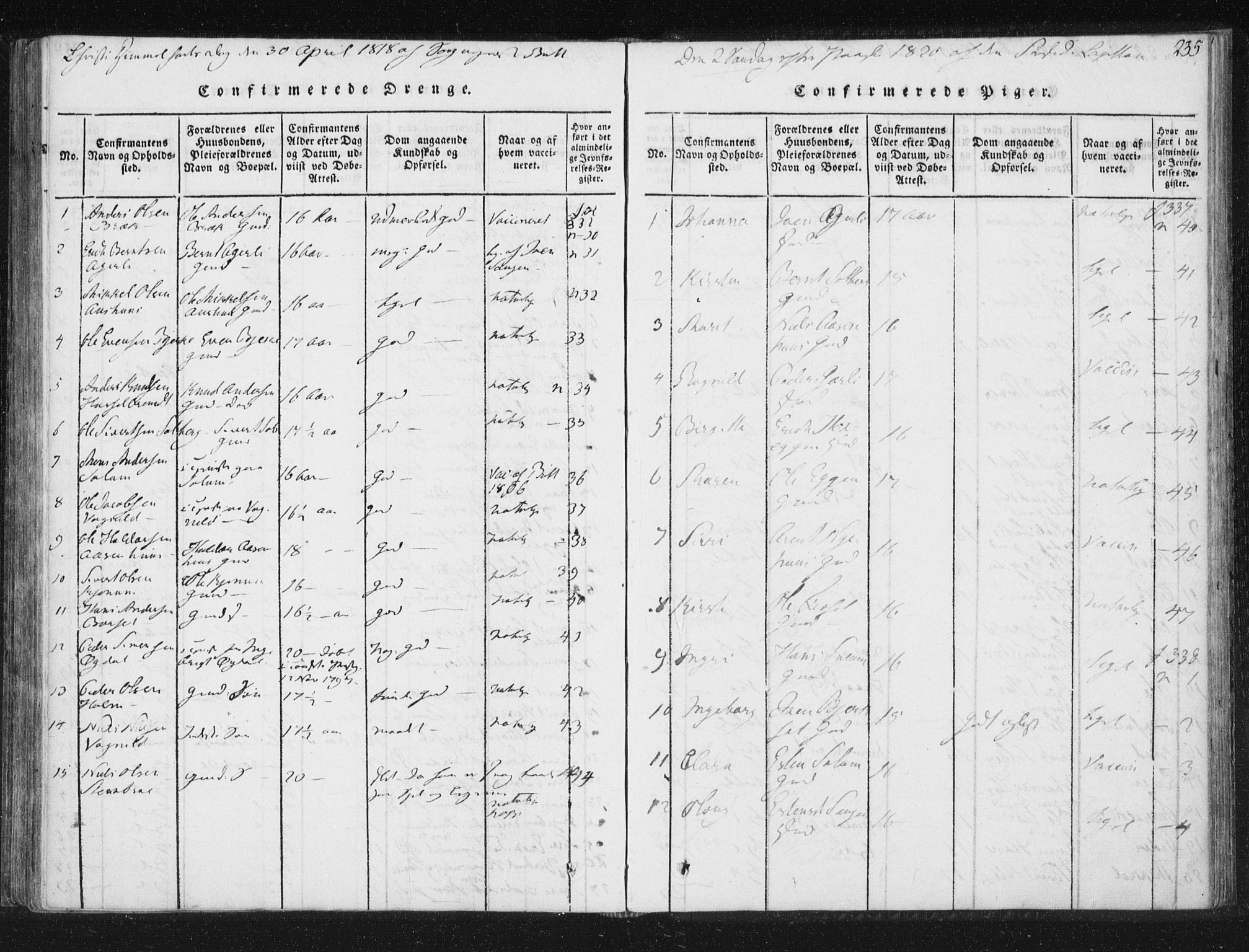 Ministerialprotokoller, klokkerbøker og fødselsregistre - Sør-Trøndelag, AV/SAT-A-1456/689/L1037: Ministerialbok nr. 689A02, 1816-1842, s. 235