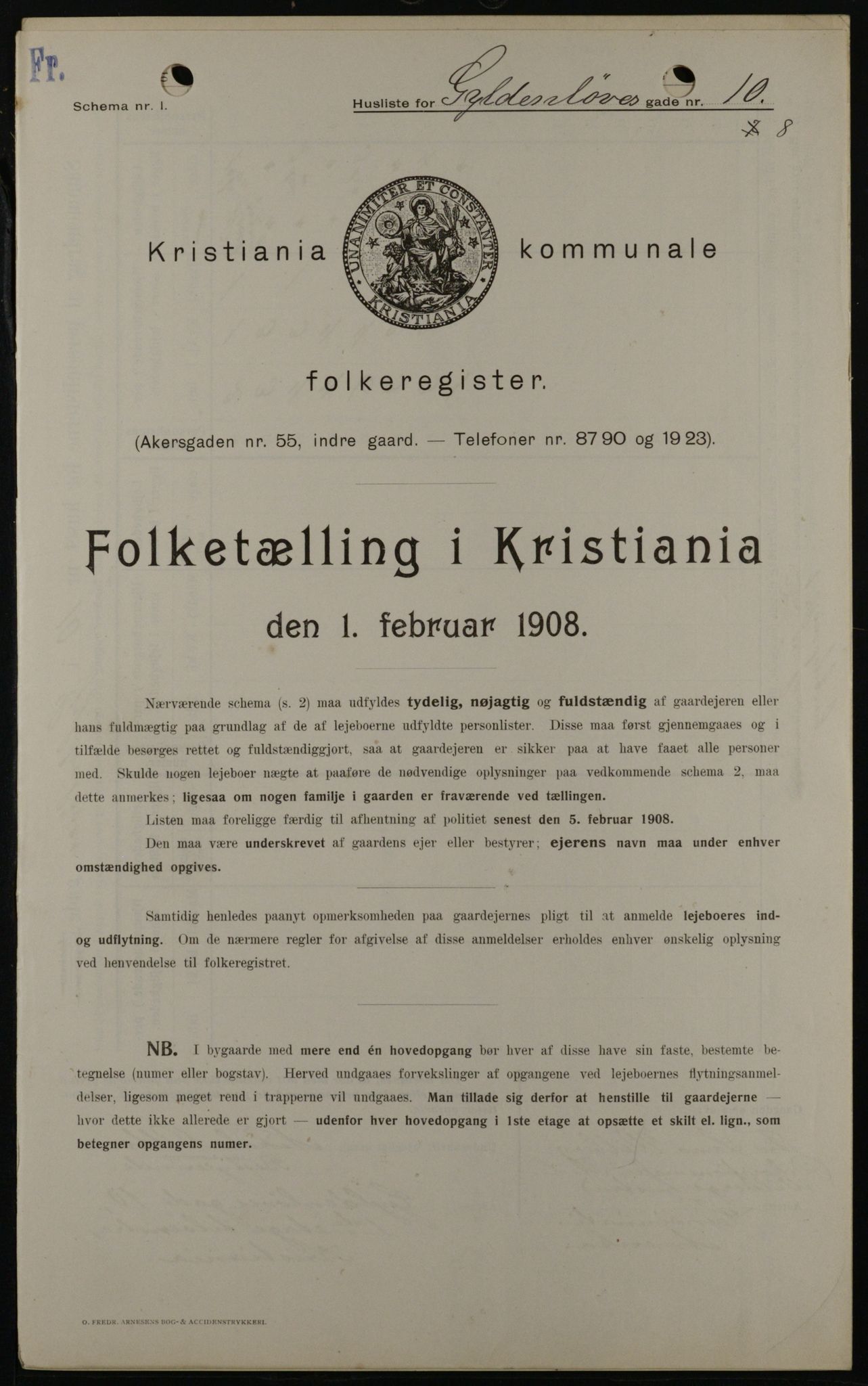 OBA, Kommunal folketelling 1.2.1908 for Kristiania kjøpstad, 1908, s. 29406
