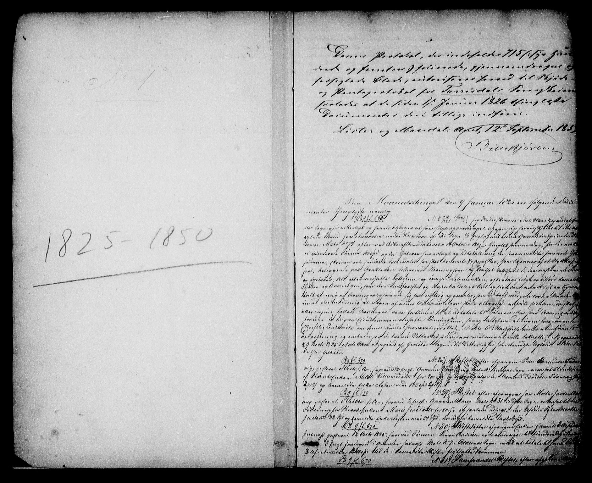 Torridal sorenskriveri, AV/SAK-1221-0012/G/Gb/Gba/L0001: Pantebok nr. 1, 1826-1850, s. 1