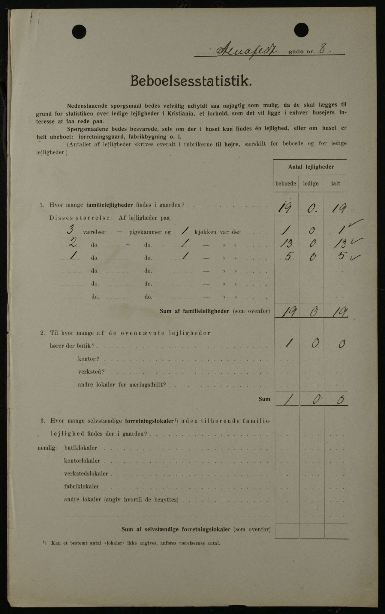 OBA, Kommunal folketelling 1.2.1908 for Kristiania kjøpstad, 1908, s. 1378