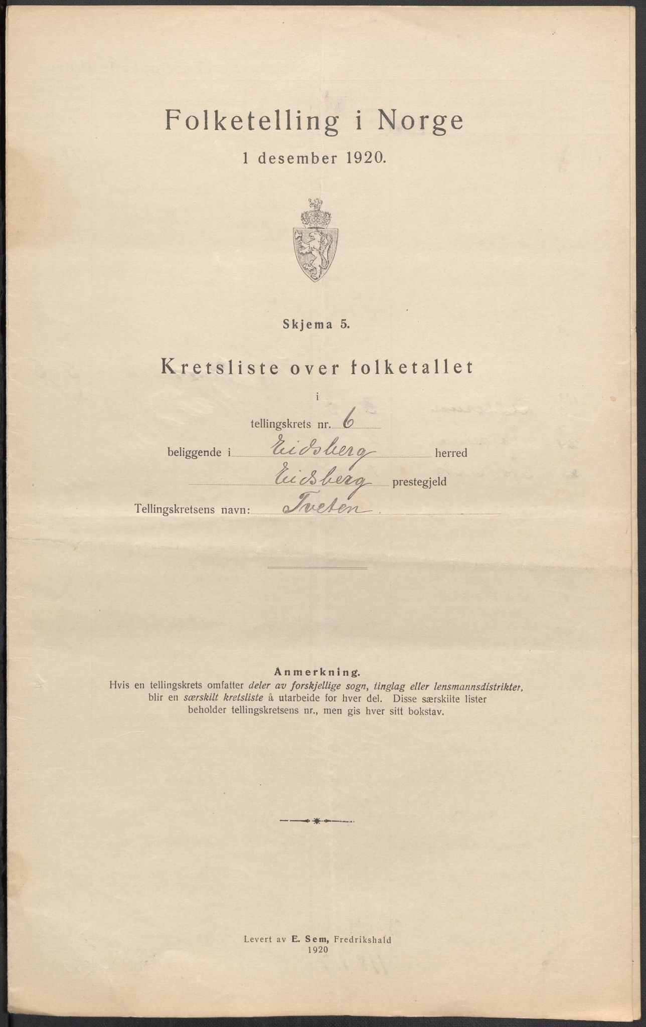 SAO, Folketelling 1920 for 0125 Eidsberg herred, 1920, s. 20
