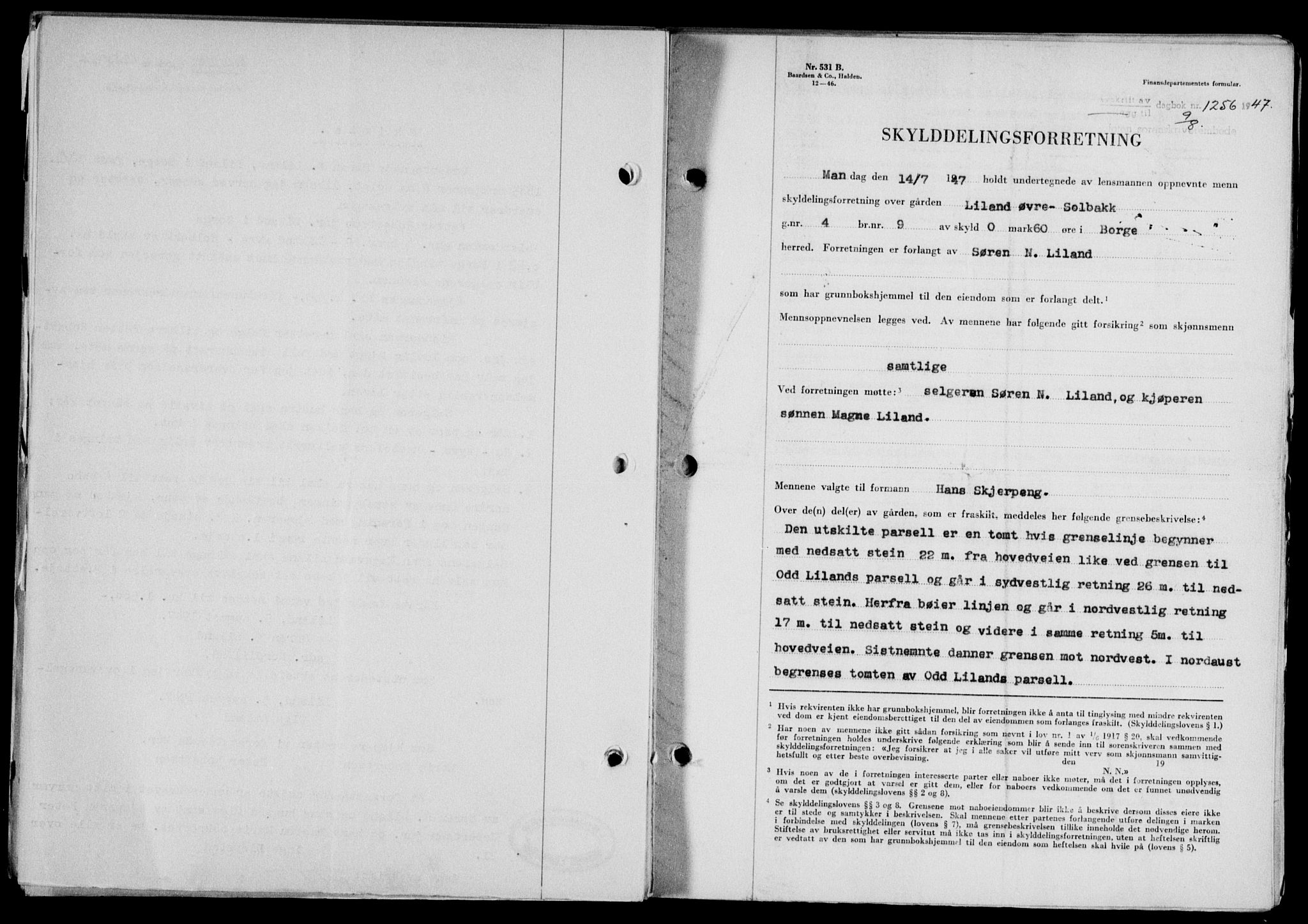 Lofoten sorenskriveri, SAT/A-0017/1/2/2C/L0016a: Pantebok nr. 16a, 1947-1947, Dagboknr: 1256/1947