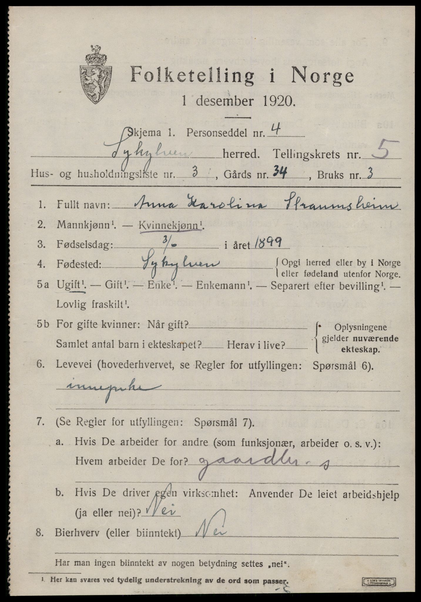 SAT, Folketelling 1920 for 1528 Sykkylven herred, 1920, s. 3227