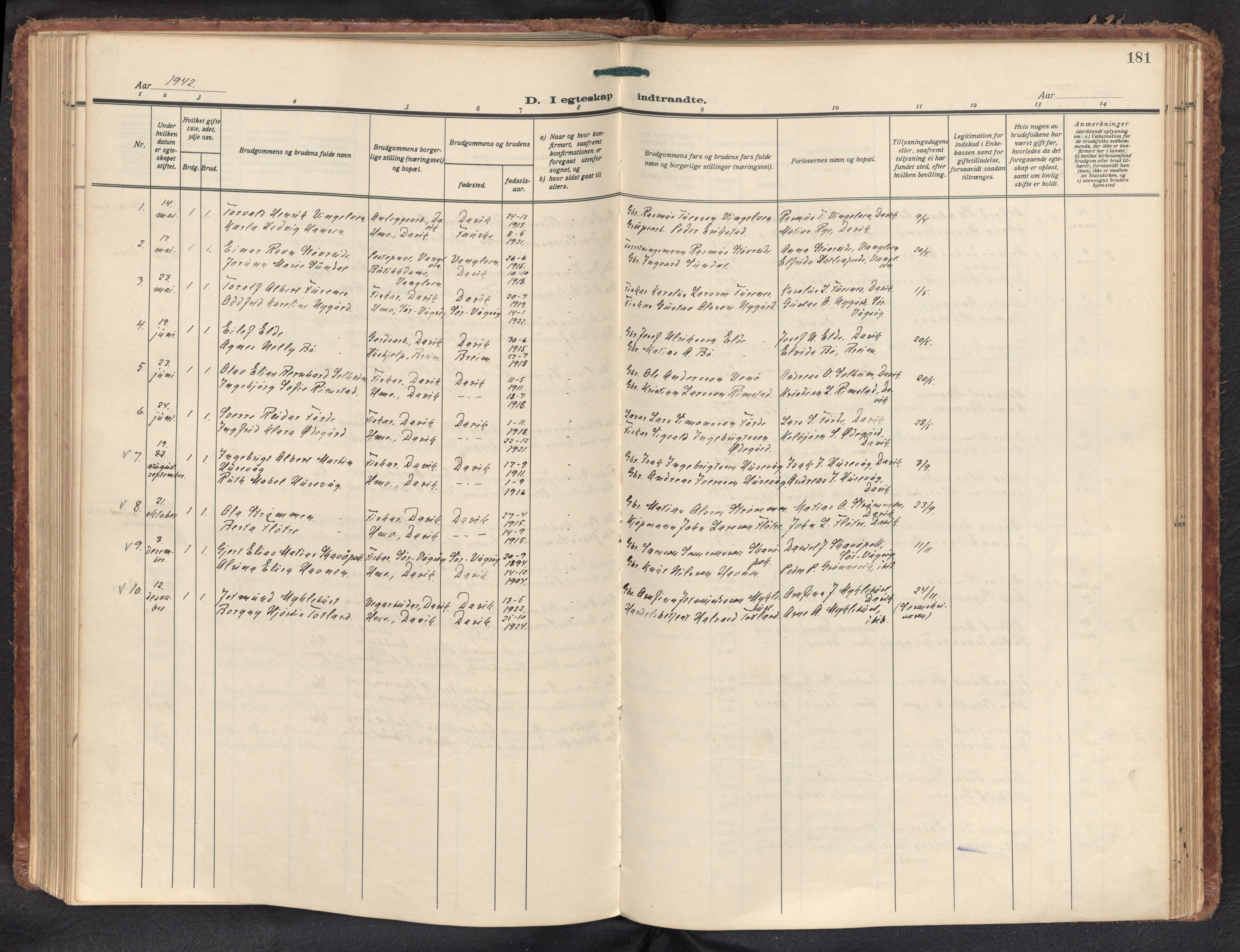 Davik sokneprestembete, AV/SAB-A-79701/H/Haa/Haad/L0003: Ministerialbok nr. D 3, 1931-1952, s. 180b-181a