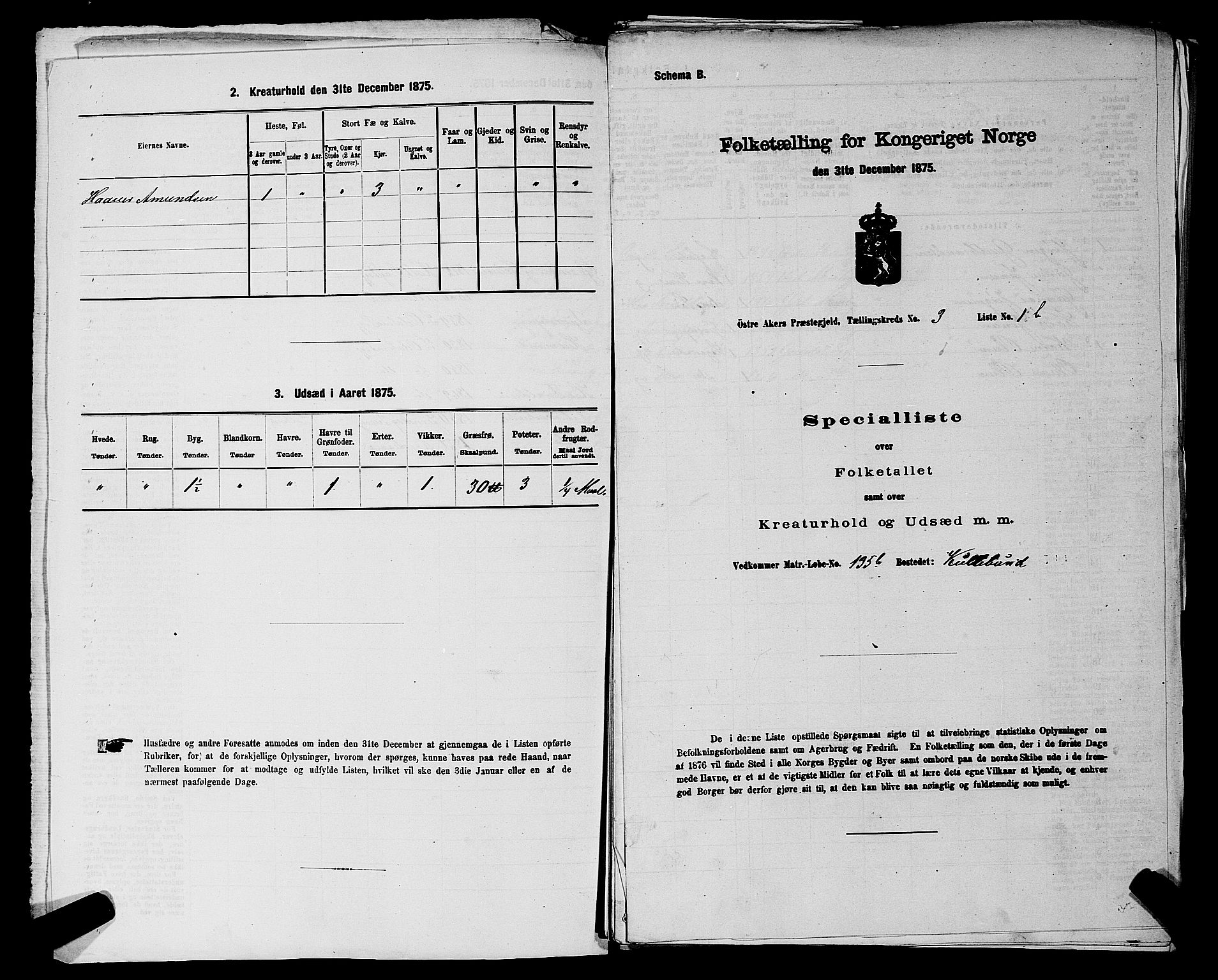 RA, Folketelling 1875 for 0218bP Østre Aker prestegjeld, 1875, s. 1084