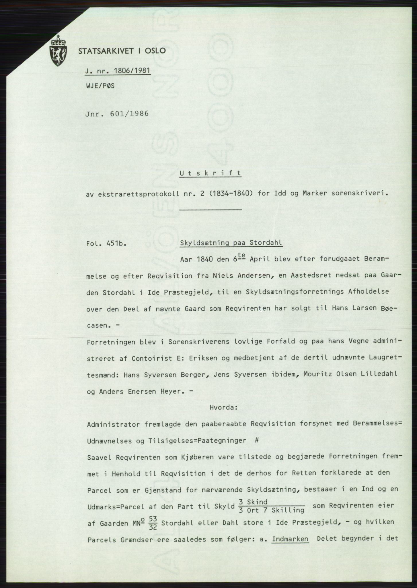 Statsarkivet i Oslo, SAO/A-10621/Z/Zd/L0040: Avskrifter, j.nr 5-4117/1981, 1981, s. 226