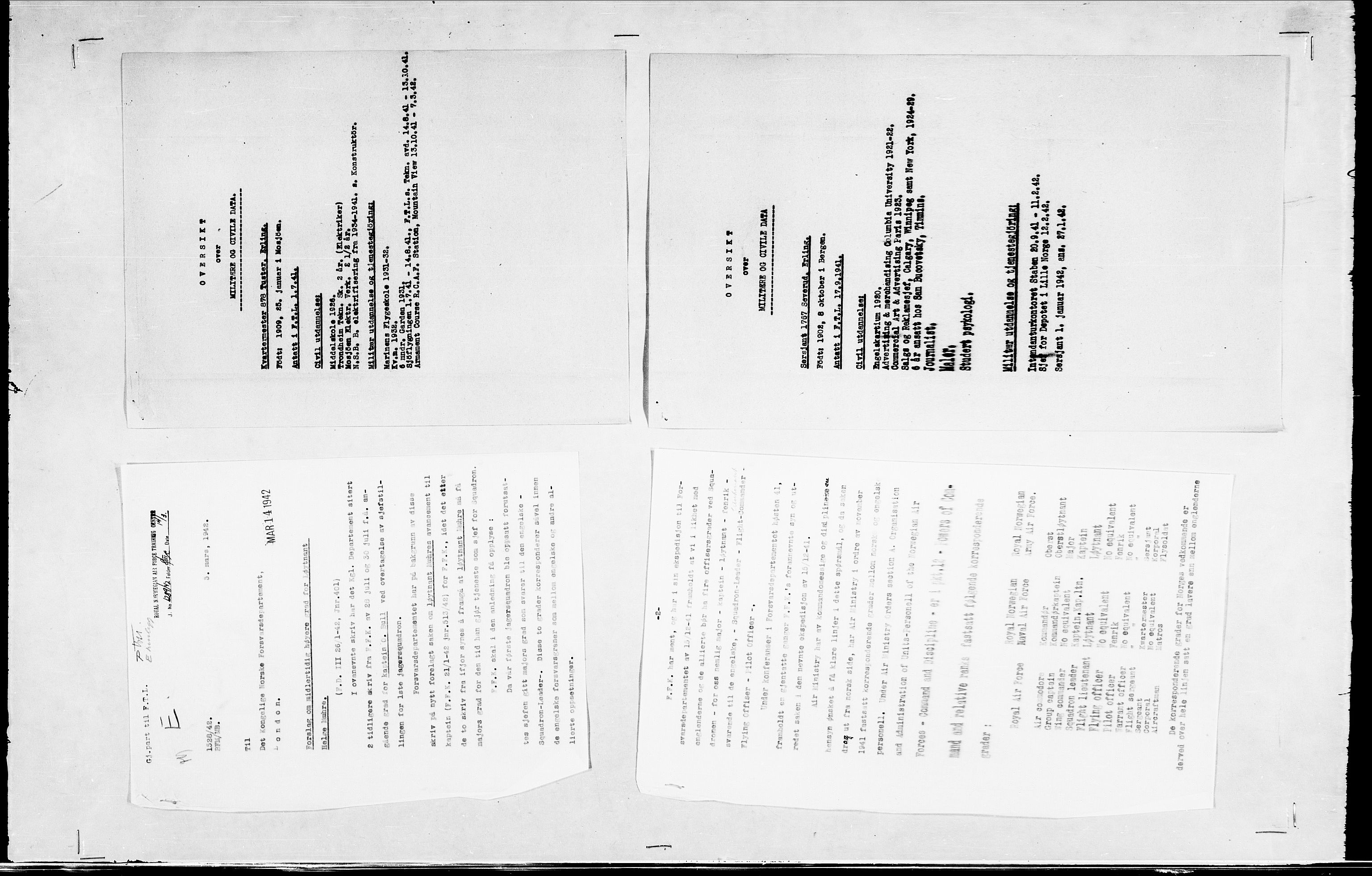 Forsvaret, Flyvåpnenes treningsleir 1940-1945, AV/RA-RAFA-3974/V/L0038: Ekspedisjonskontoret. 8. Personellkontoret, 1940-1945