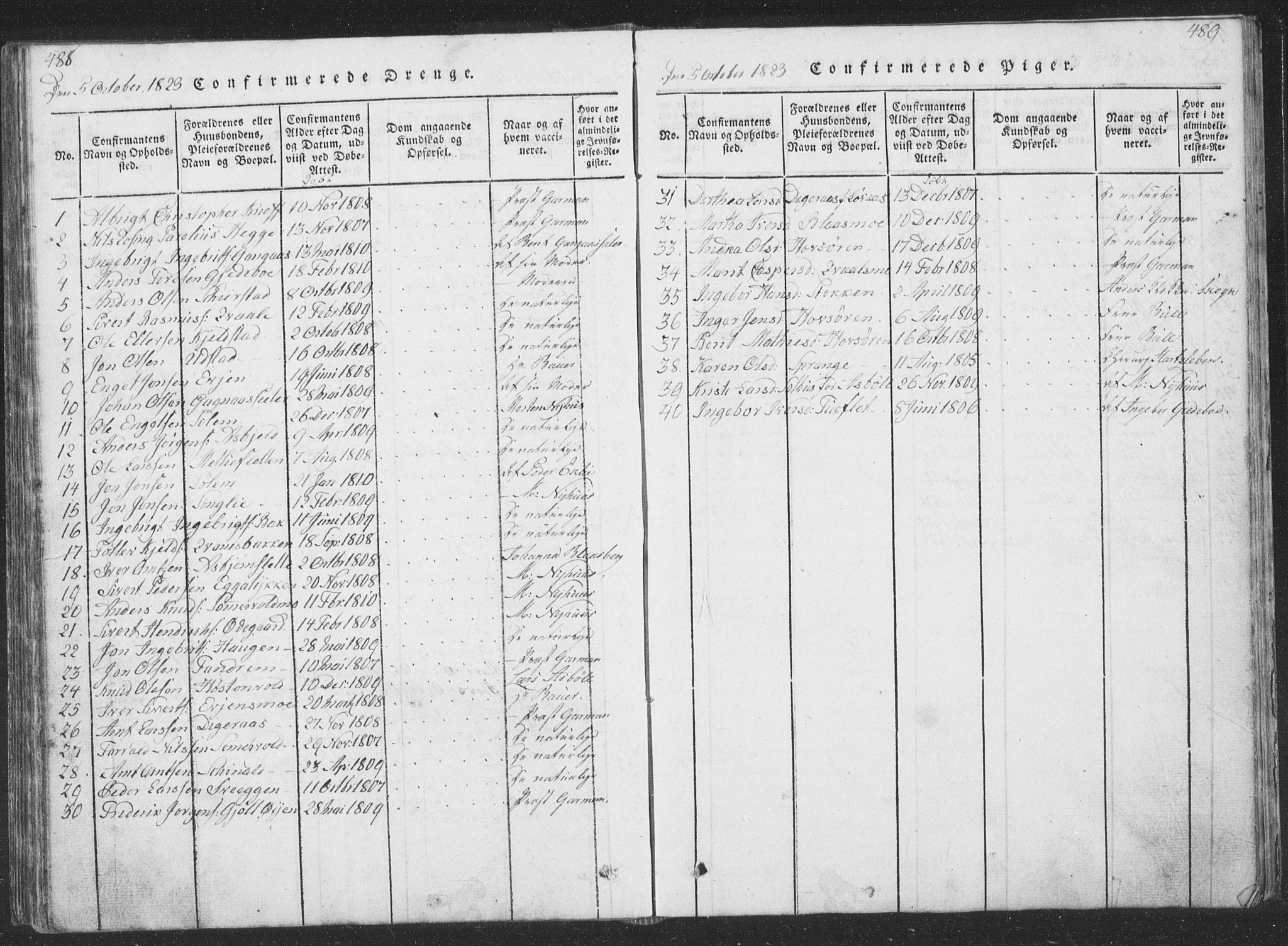 Ministerialprotokoller, klokkerbøker og fødselsregistre - Sør-Trøndelag, AV/SAT-A-1456/668/L0816: Klokkerbok nr. 668C05, 1816-1893, s. 488-489