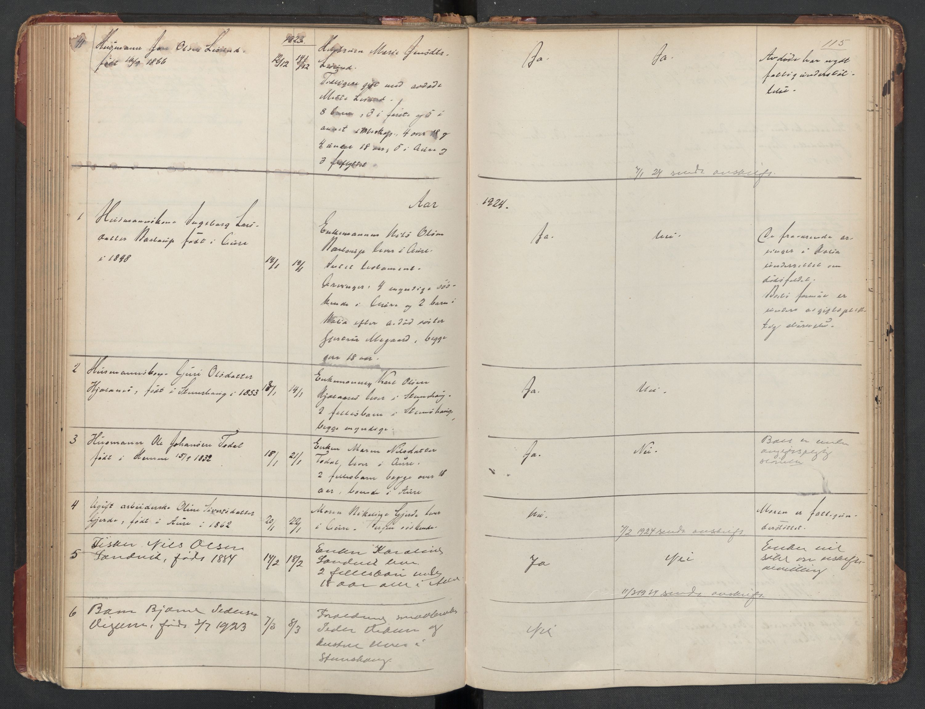 Aure lensmannskontor, AV/SAT-A-1088/1/02/L0003: 2.01.03 Dødsfallsprotokoll, 1906-1926, s. 115