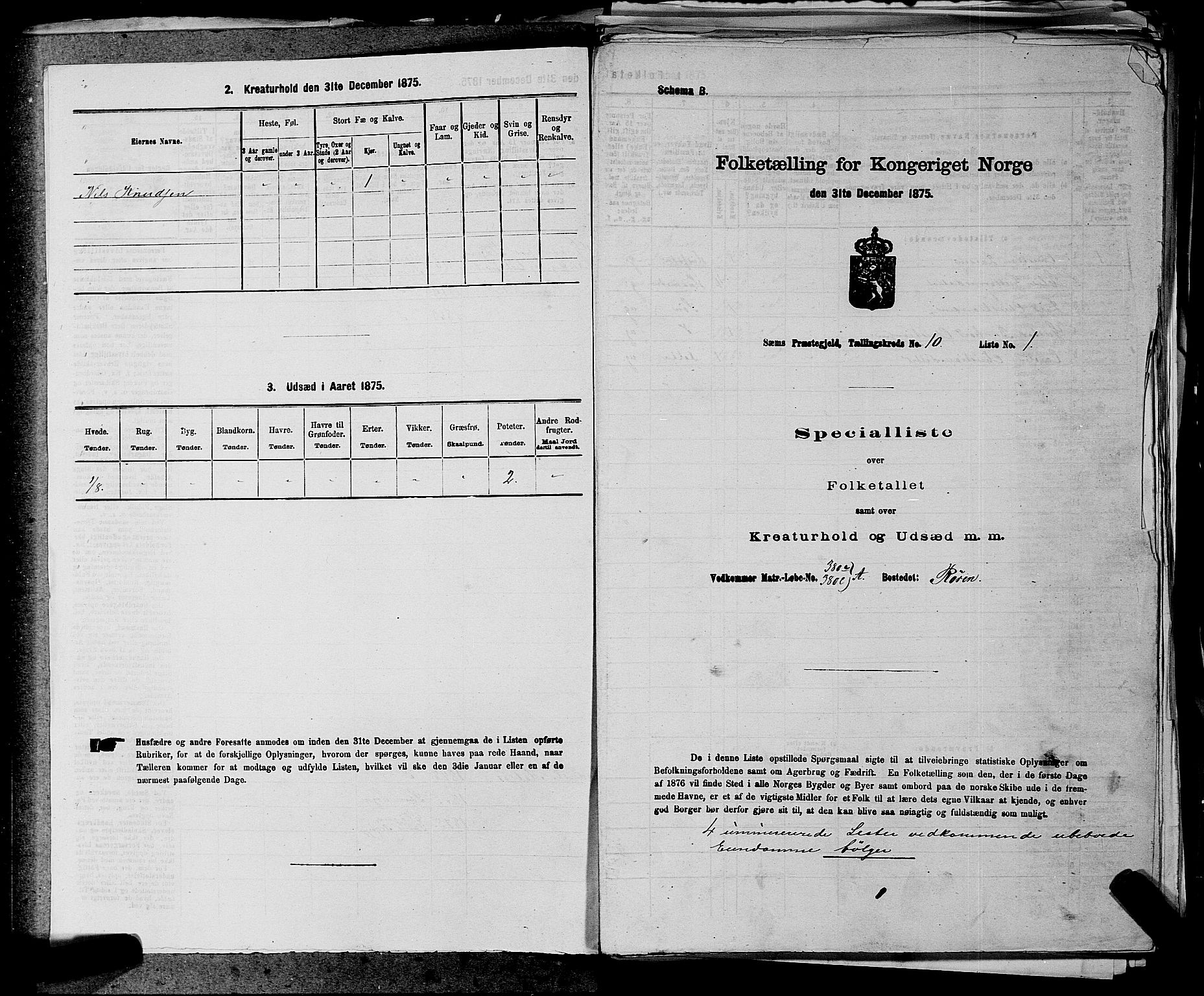 SAKO, Folketelling 1875 for 0721P Sem prestegjeld, 1875, s. 1740