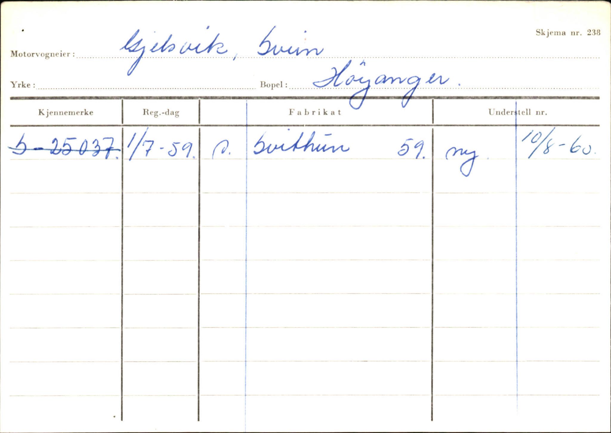 Statens vegvesen, Sogn og Fjordane vegkontor, SAB/A-5301/4/F/L0130: Eigarregister Eid T-Å. Høyanger A-O, 1945-1975, s. 1161