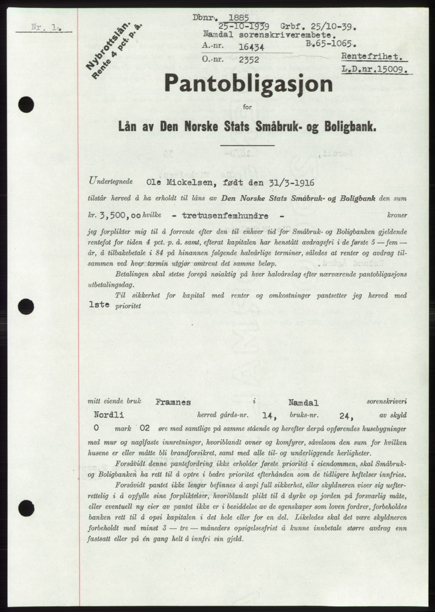 Namdal sorenskriveri, SAT/A-4133/1/2/2C: Pantebok nr. -, 1937-1939, Tingl.dato: 25.10.1939