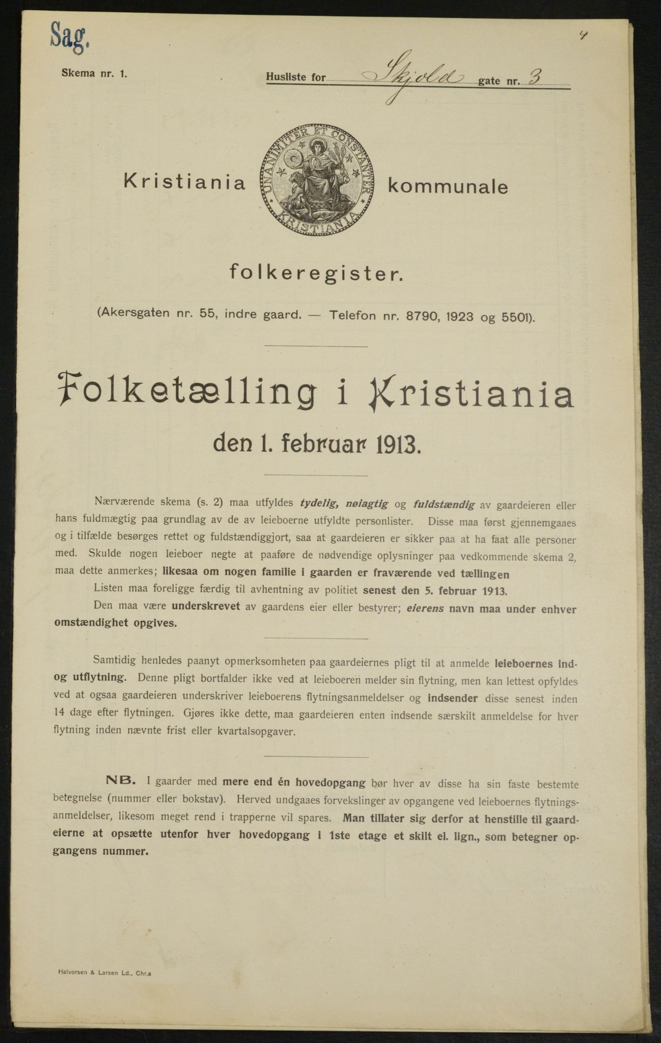 OBA, Kommunal folketelling 1.2.1913 for Kristiania, 1913, s. 96192