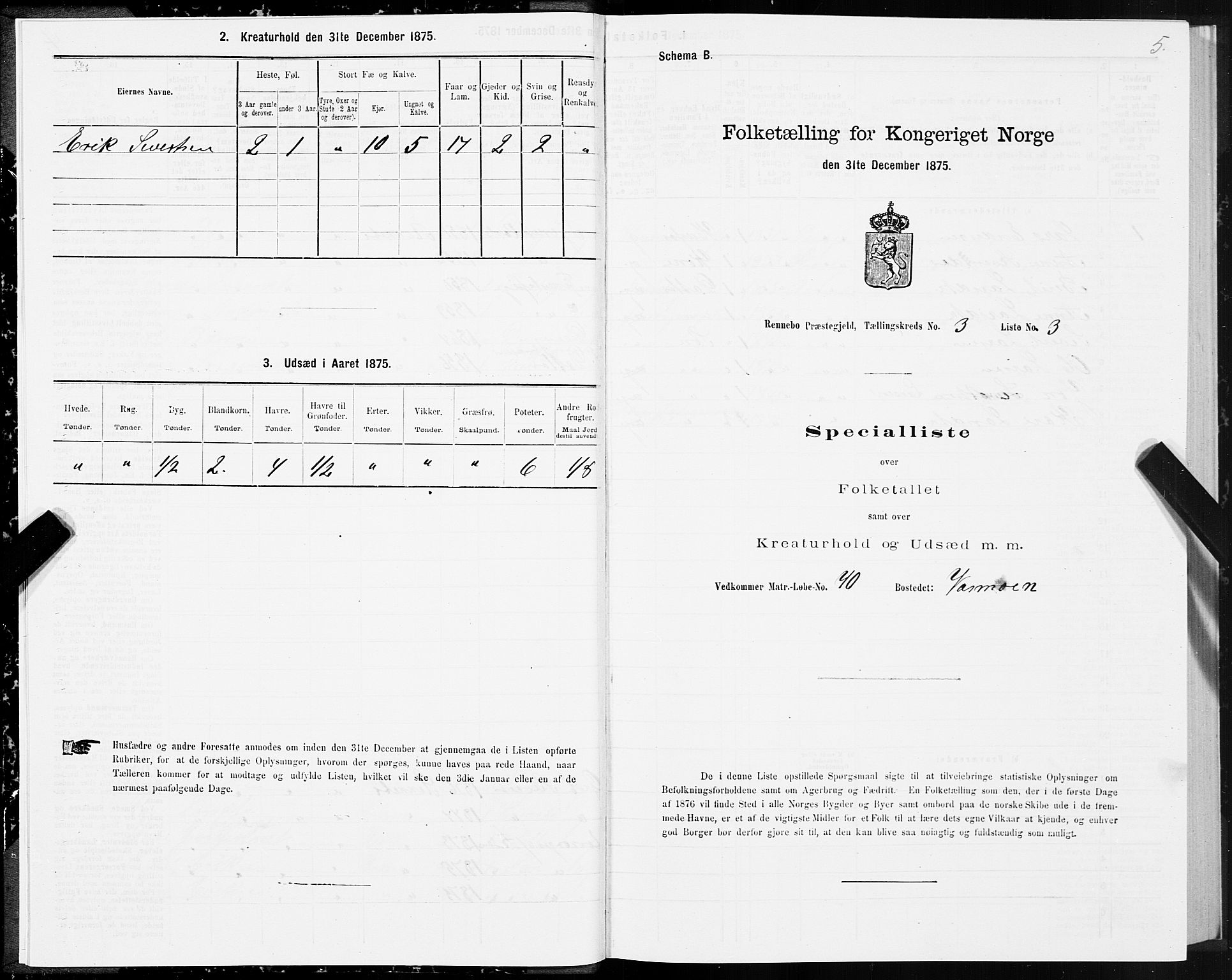 SAT, Folketelling 1875 for 1635P Rennebu prestegjeld, 1875, s. 2005