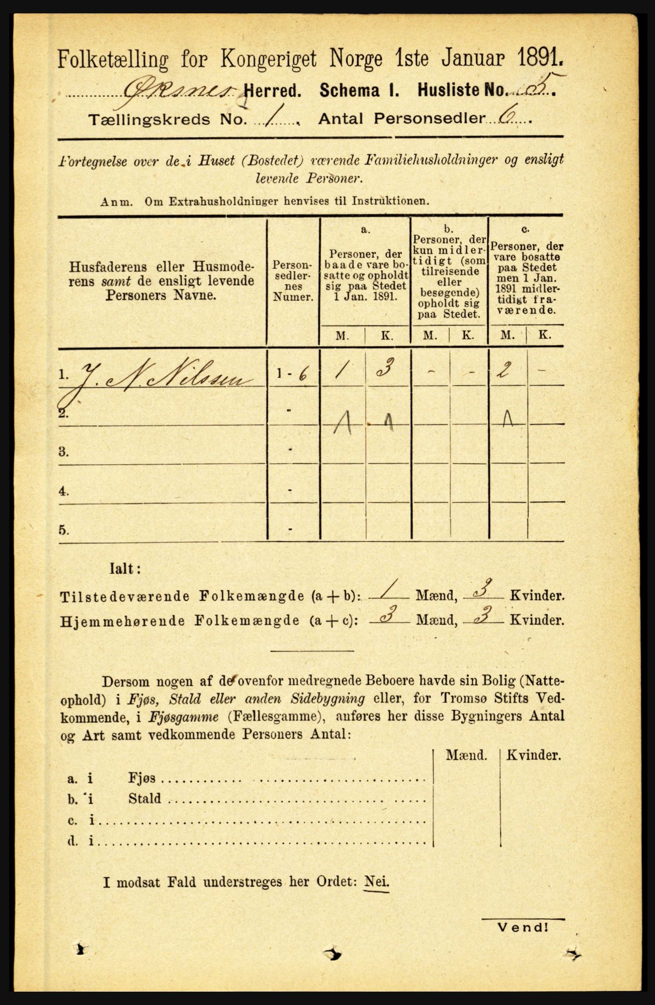 RA, Folketelling 1891 for 1868 Øksnes herred, 1891, s. 23