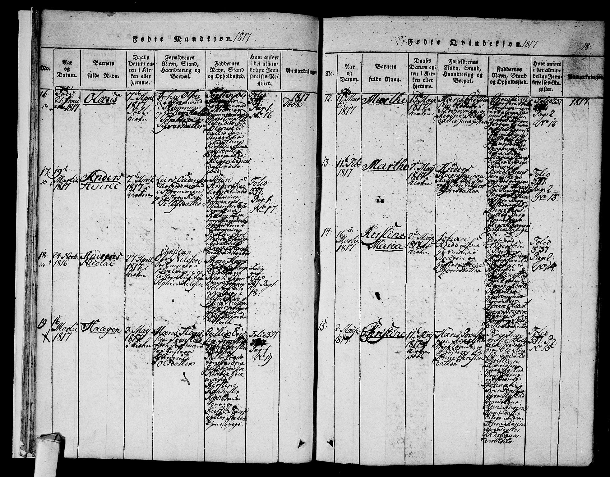 Hurum kirkebøker, AV/SAKO-A-229/F/Fa/L0009: Ministerialbok nr. 9, 1816-1826, s. 18