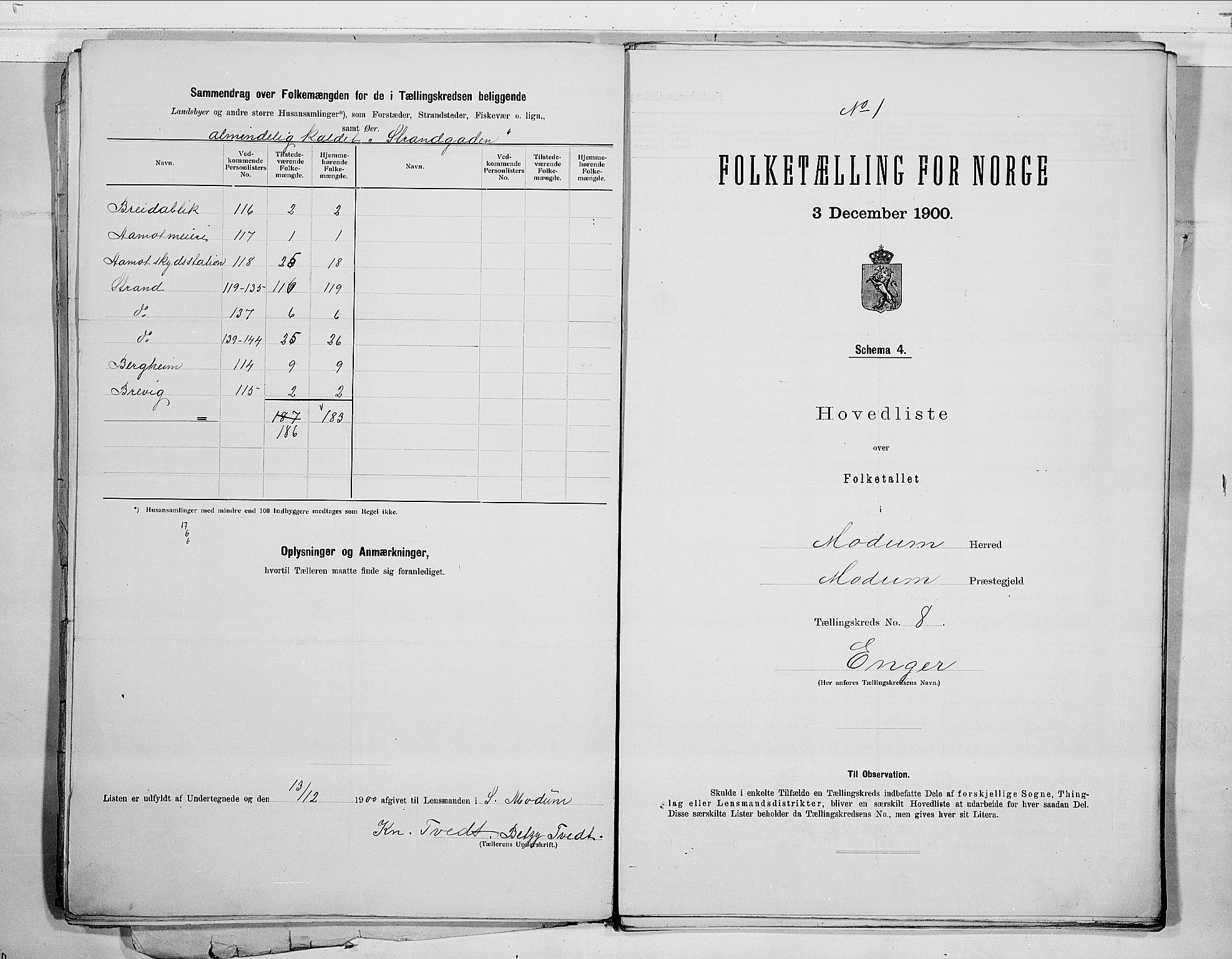 RA, Folketelling 1900 for 0623 Modum herred, 1900, s. 22