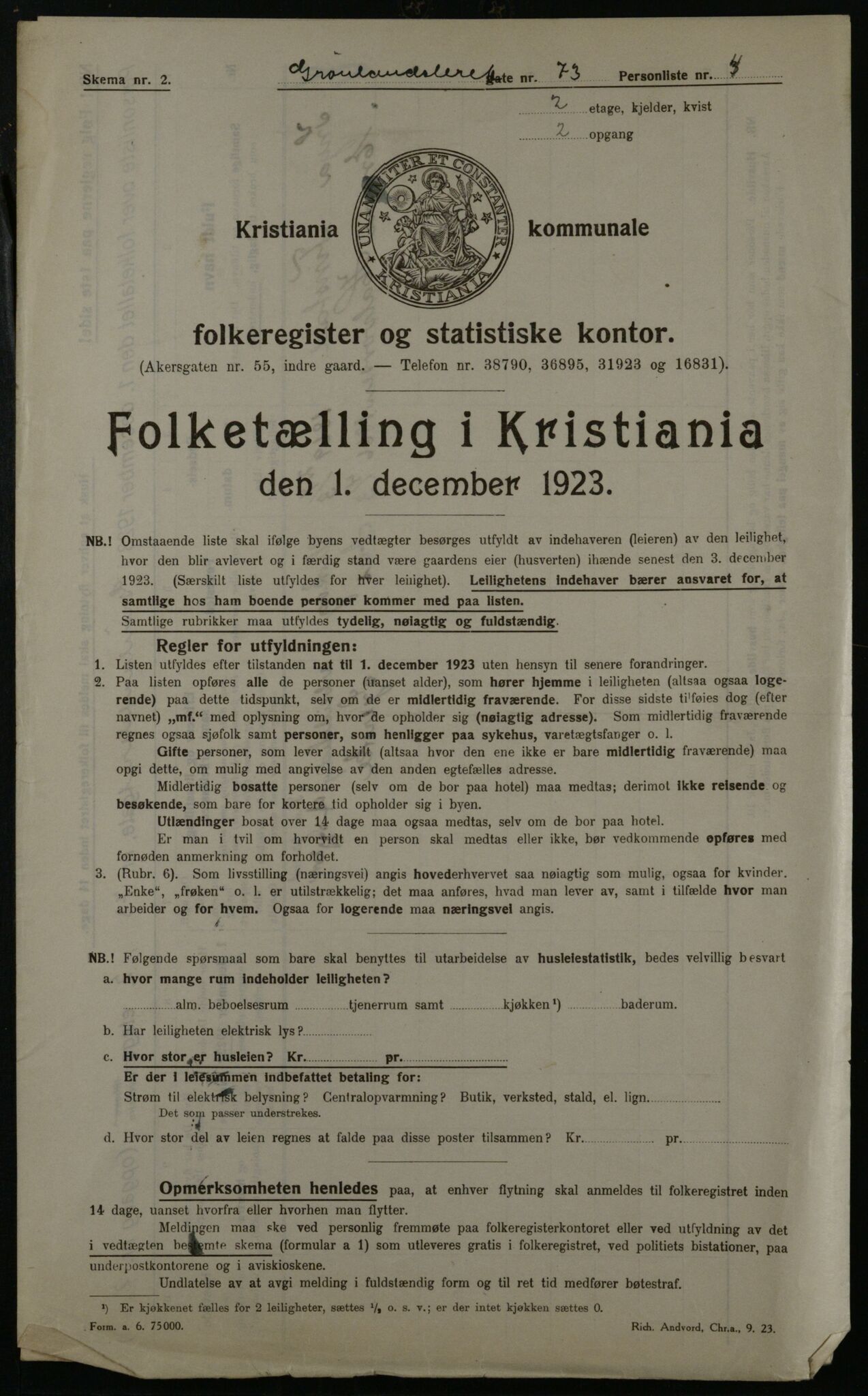 OBA, Kommunal folketelling 1.12.1923 for Kristiania, 1923, s. 36093