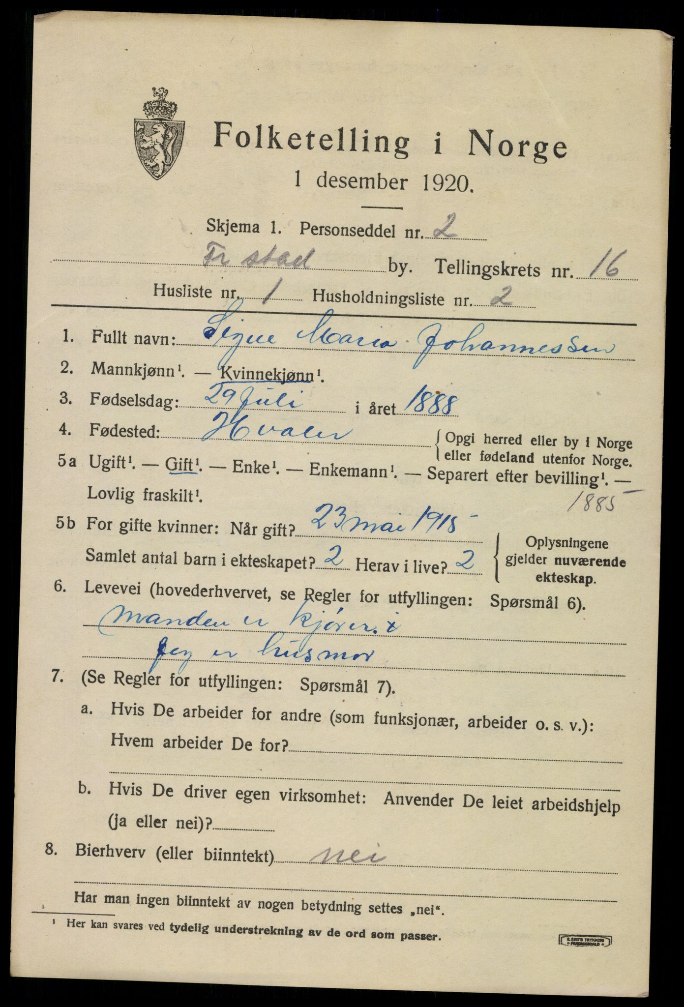SAO, Folketelling 1920 for 0103 Fredrikstad kjøpstad, 1920, s. 37057