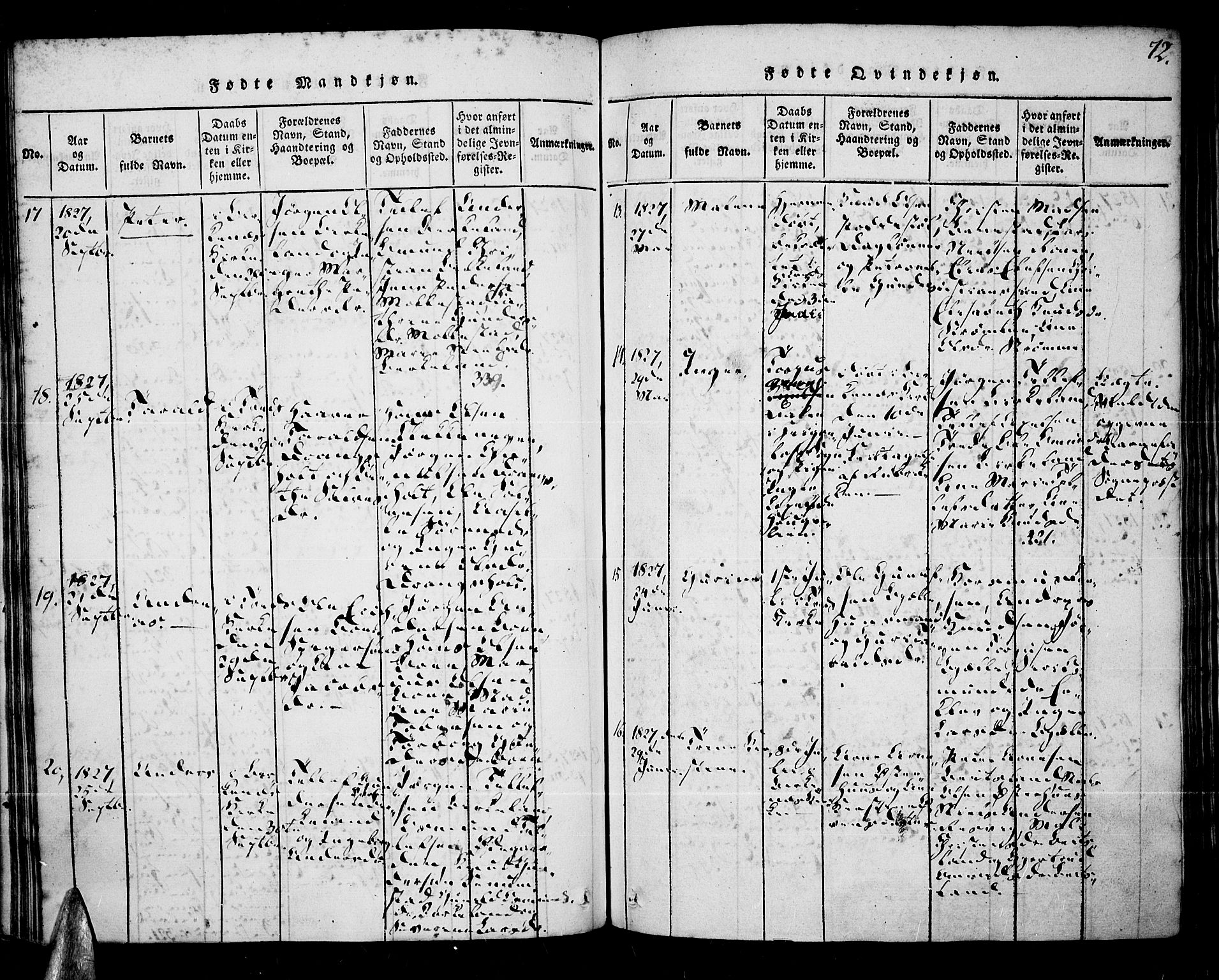 Tveit sokneprestkontor, AV/SAK-1111-0043/F/Fa/L0002: Ministerialbok nr. A 2, 1820-1830, s. 72
